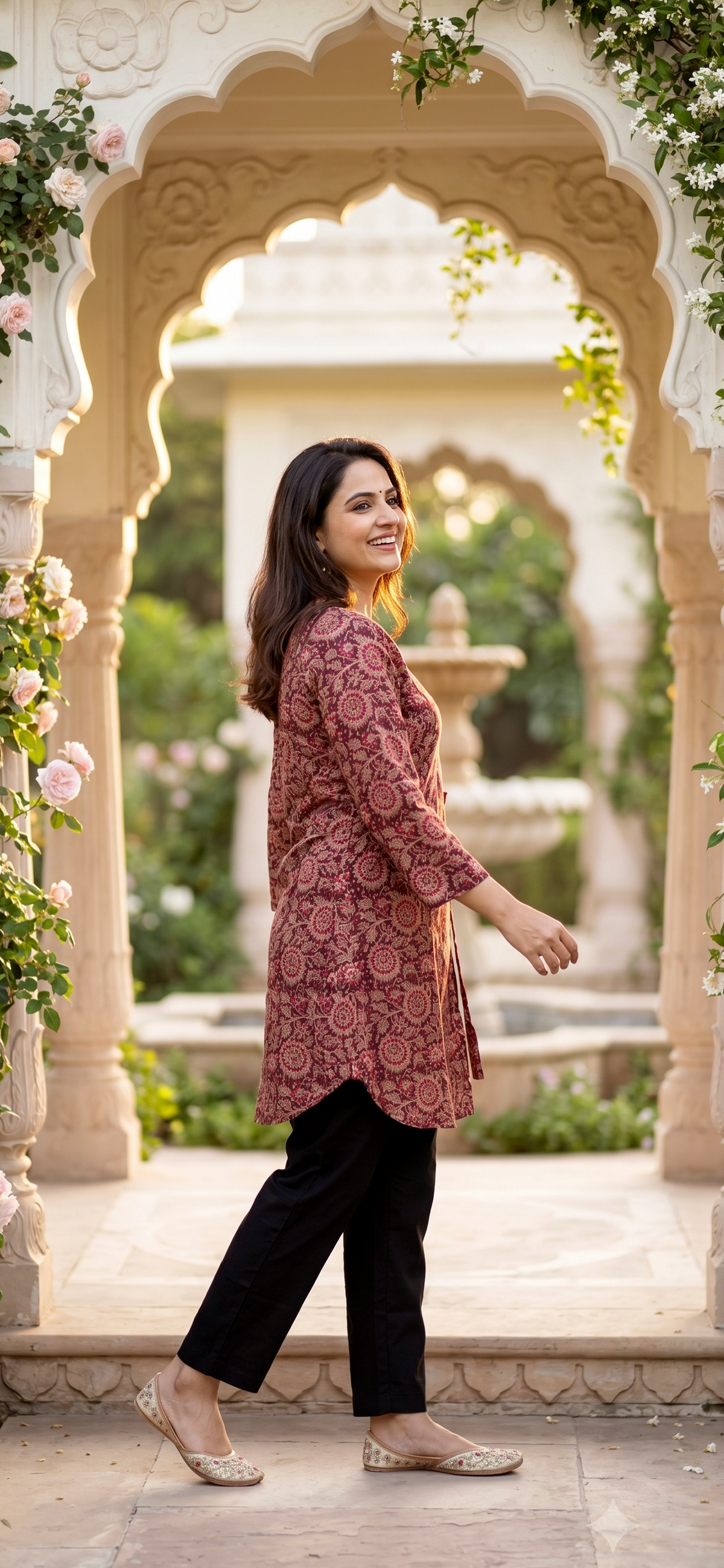 Paneri Embroidery Floral Side-Tie Short Kurti 🌺