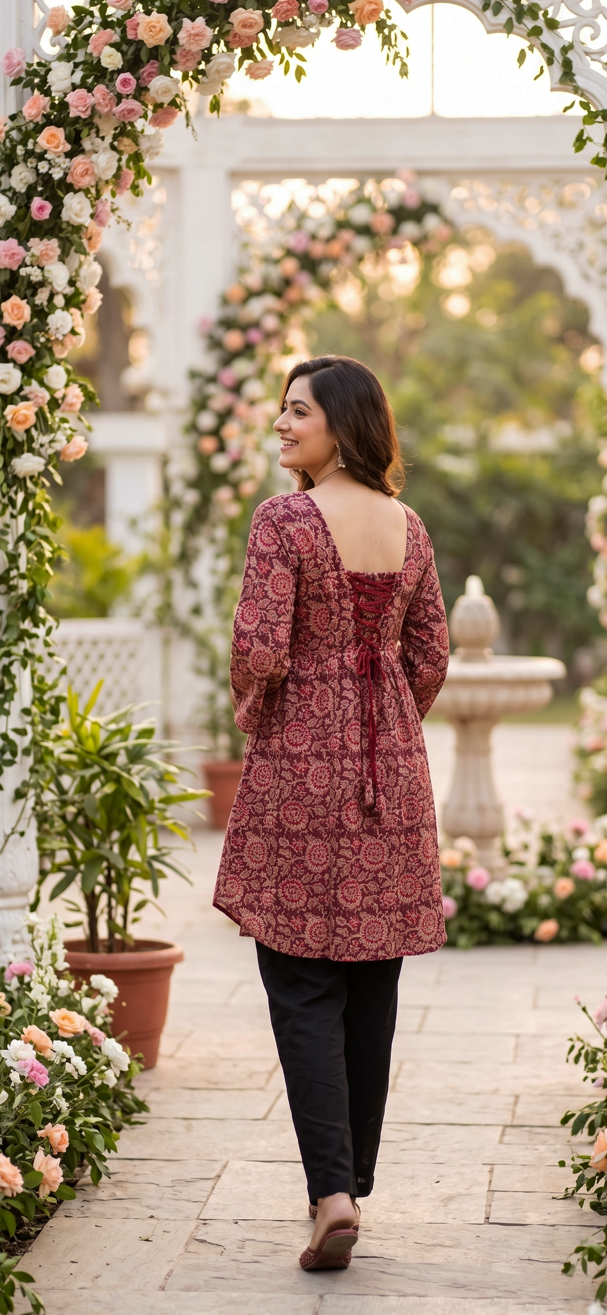 Paneri Embroidery Floral Side-Tie Short Kurti 🌺