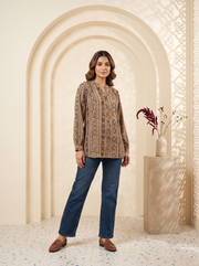 Paneri Embroidery Earthy Elegance Geometric Short Kurti