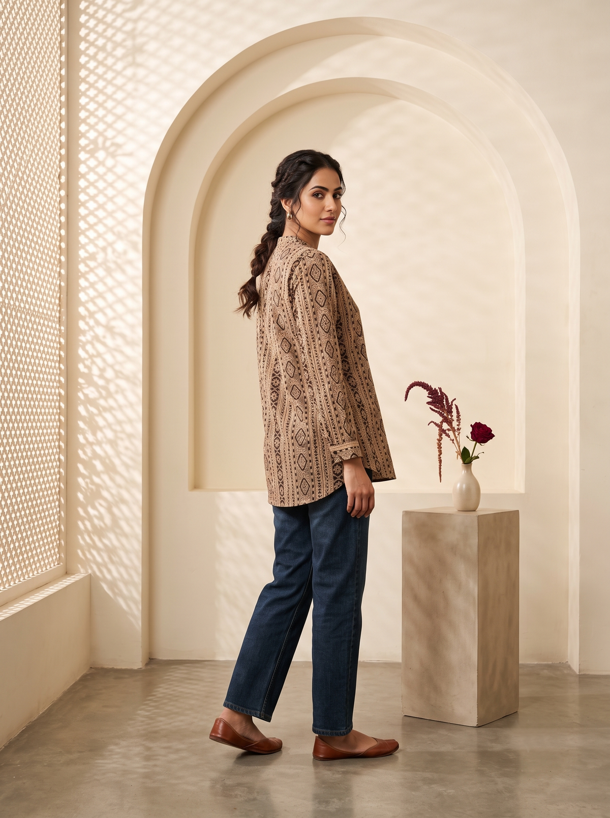Paneri Embroidery Earthy Elegance Geometric Short Kurti