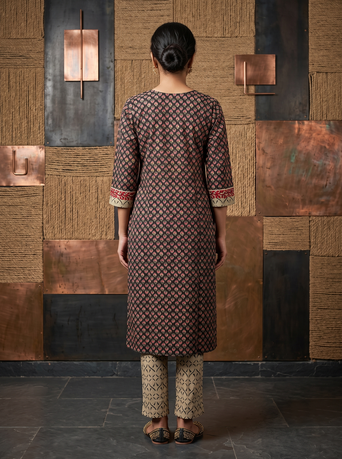 Paneri Embroidery Heritage Floral Printed Kurta Set with Dupatta