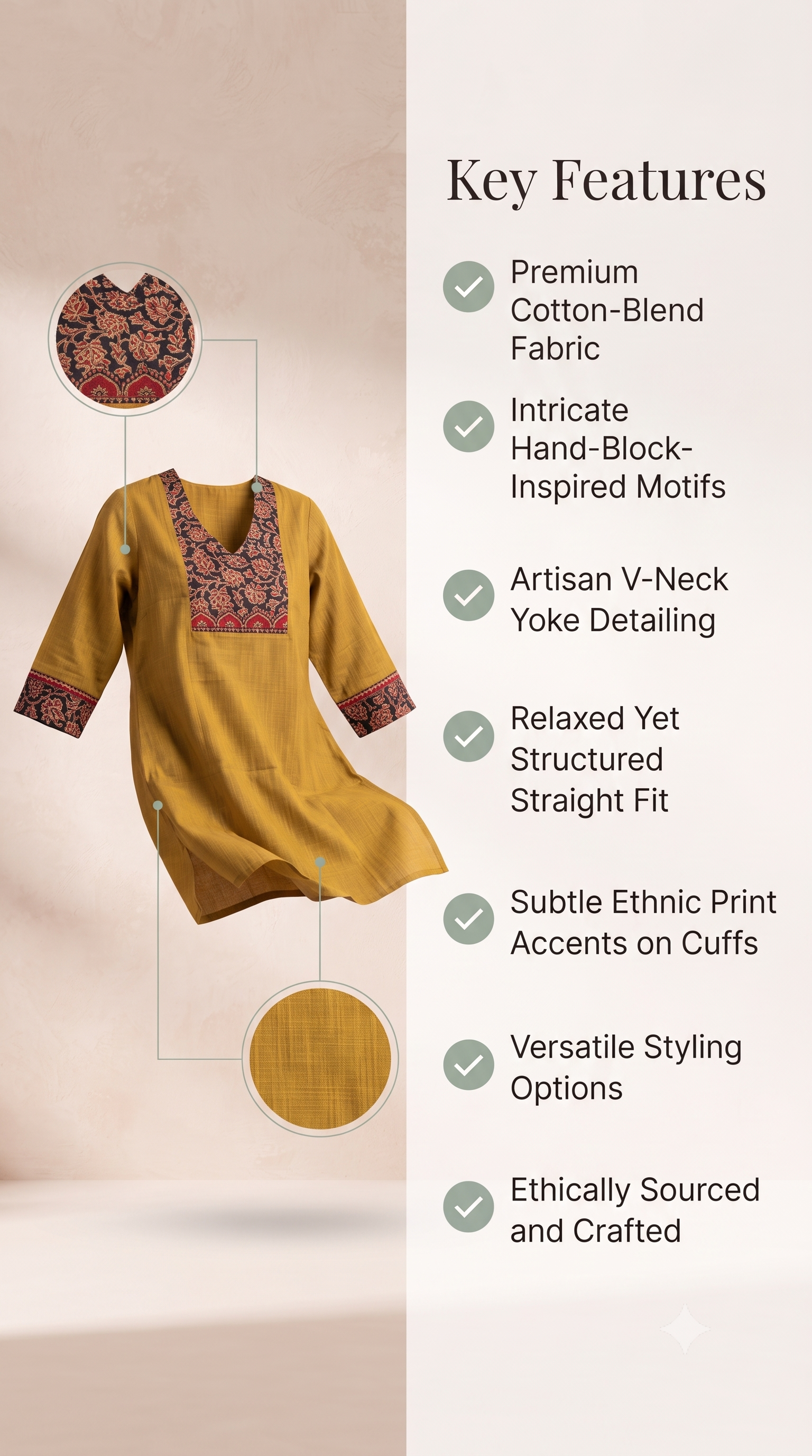 Paneri Embroidery Mustard Floral Short Kurti