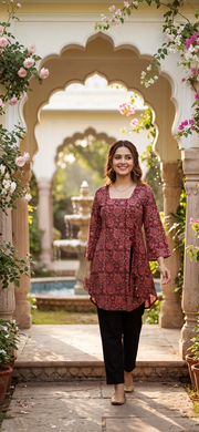 Paneri Embroidery Floral Side-Tie Short Kurti 🌺