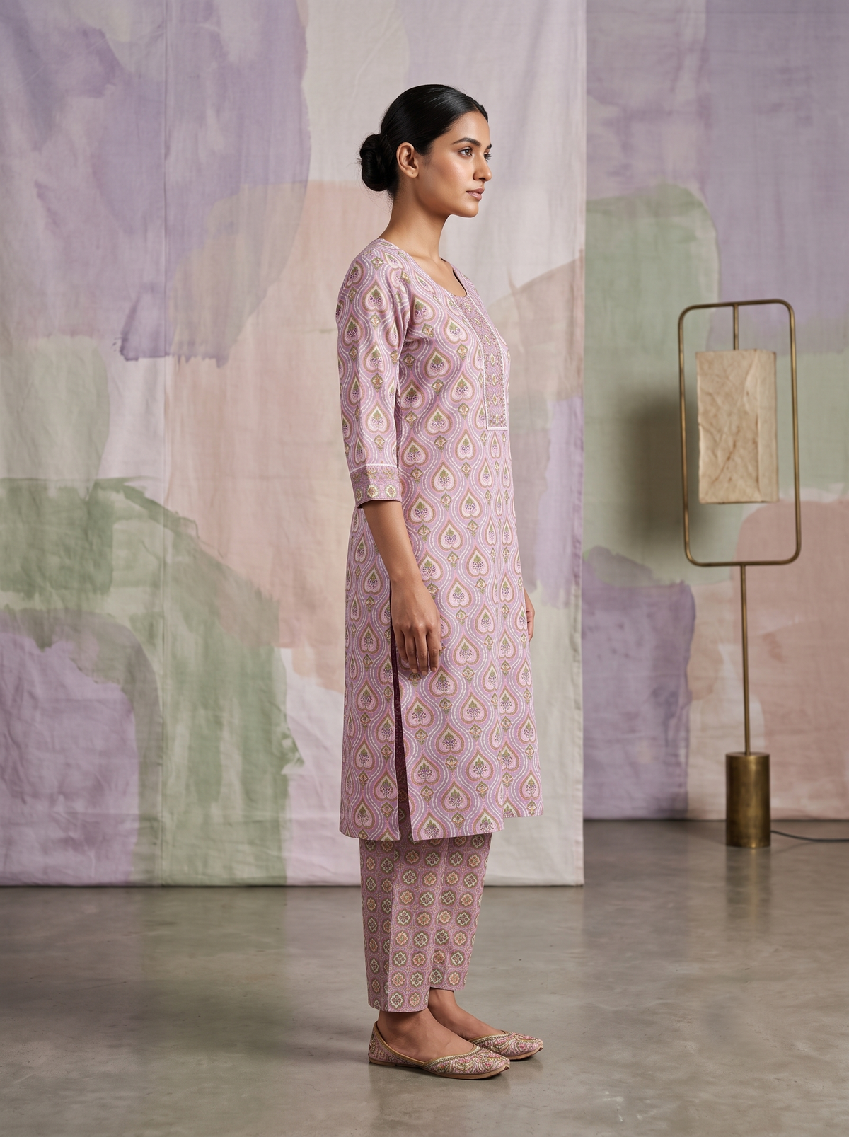 Paneri Embroidery Heritage Printed Kurta Set with Dupatta