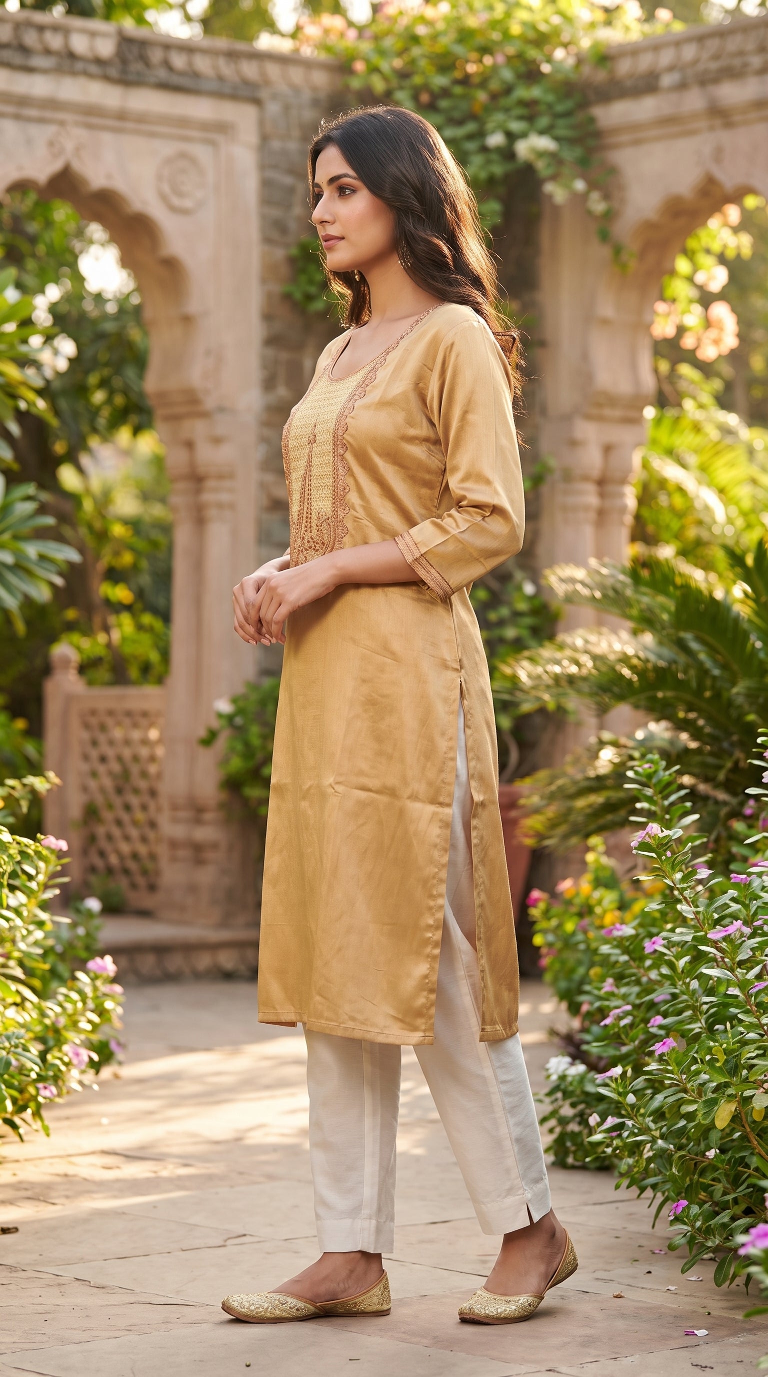 Paneri Embroidery Straight Sillk Kurti