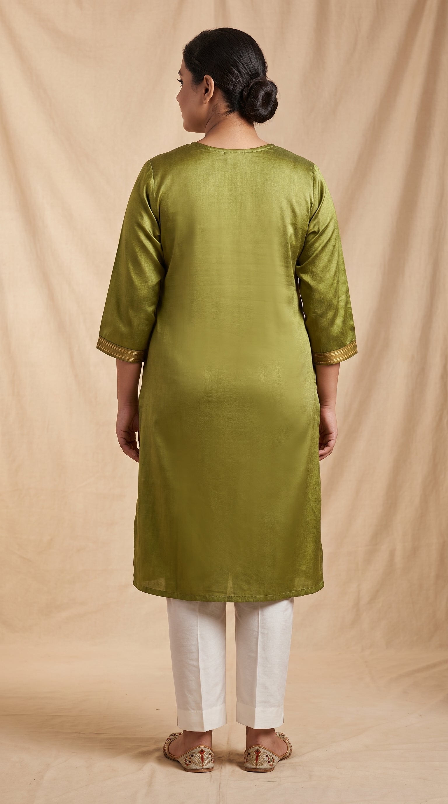 Paneri Embroidery Olive Meadow Sillk Kurti