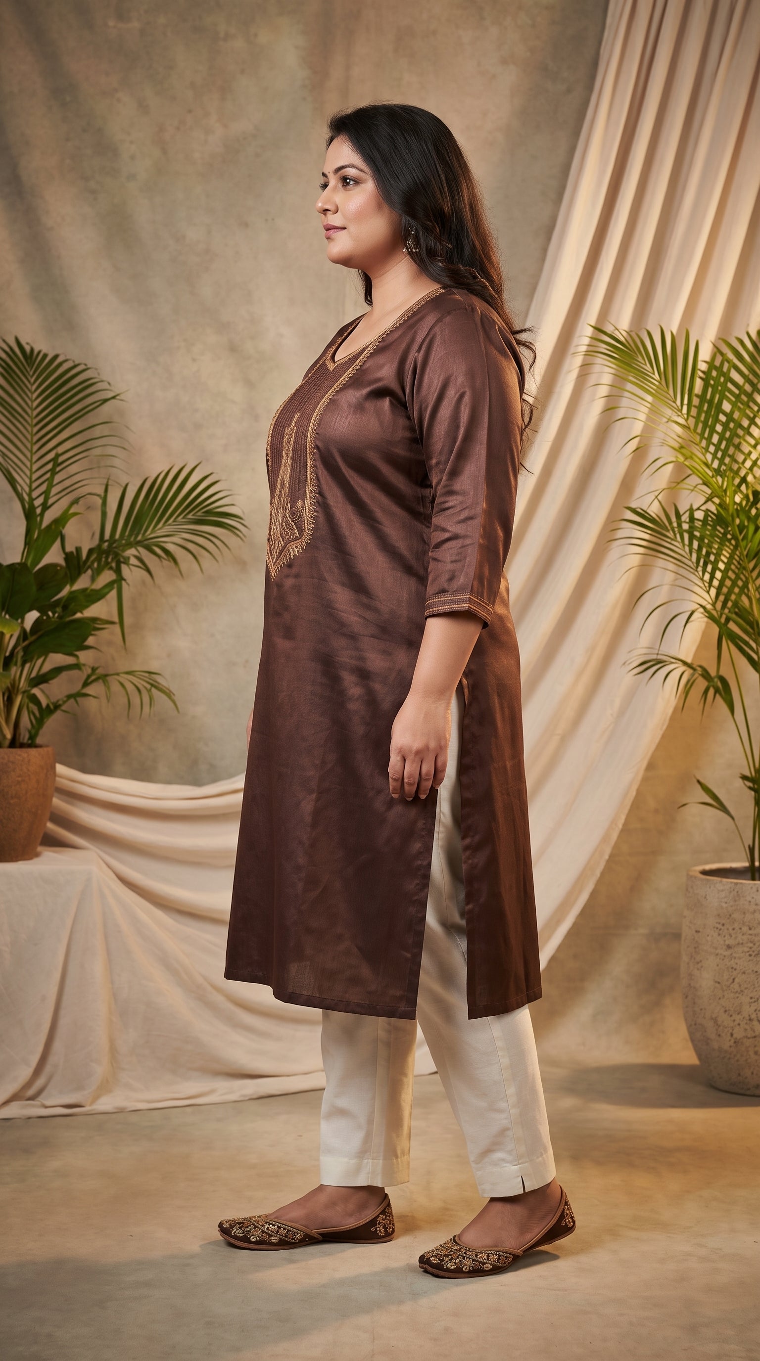 Paneri Embroidery Straight Sillk Kurti