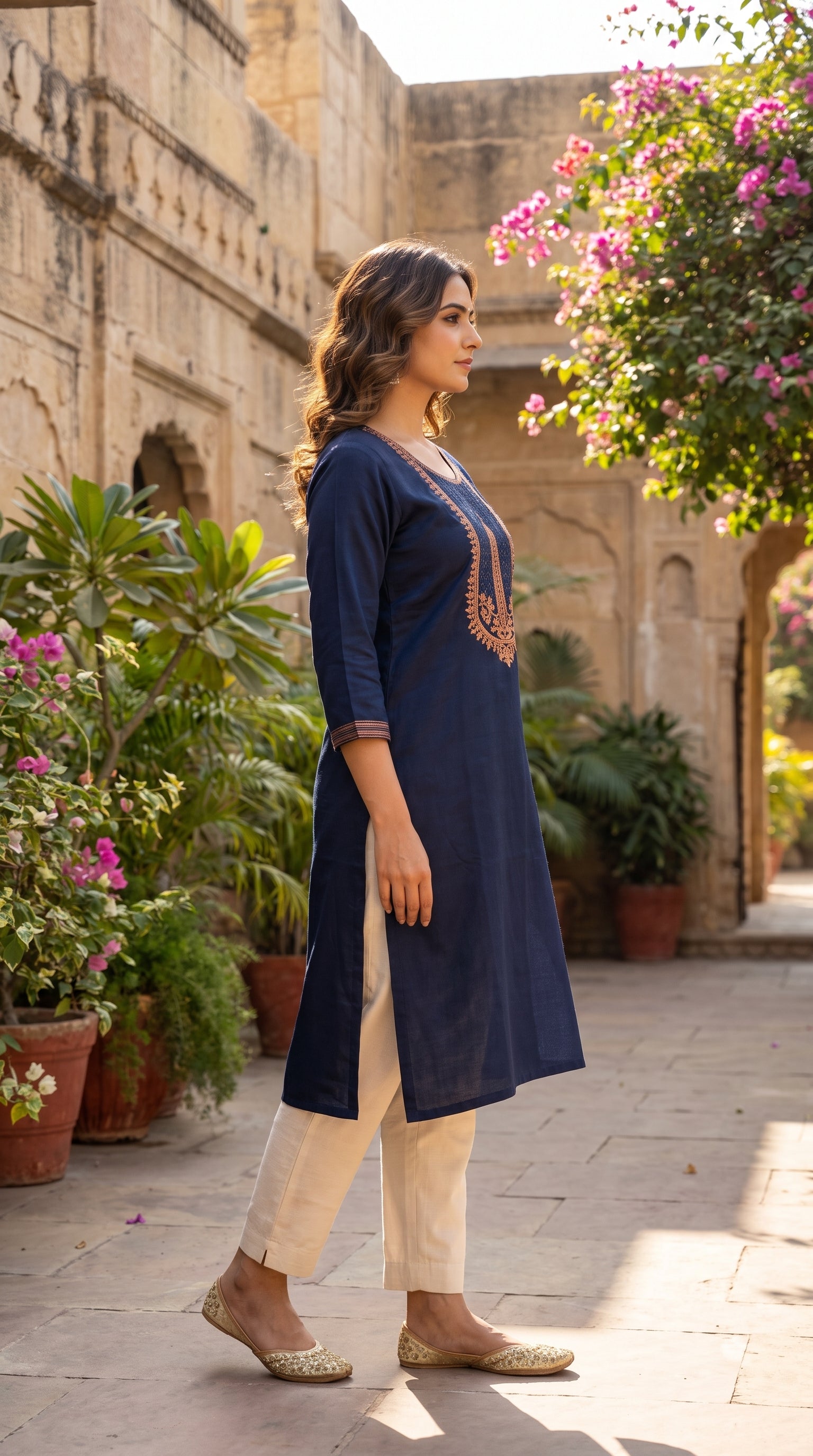 Paneri Embroidery Purple Sillk Kurti