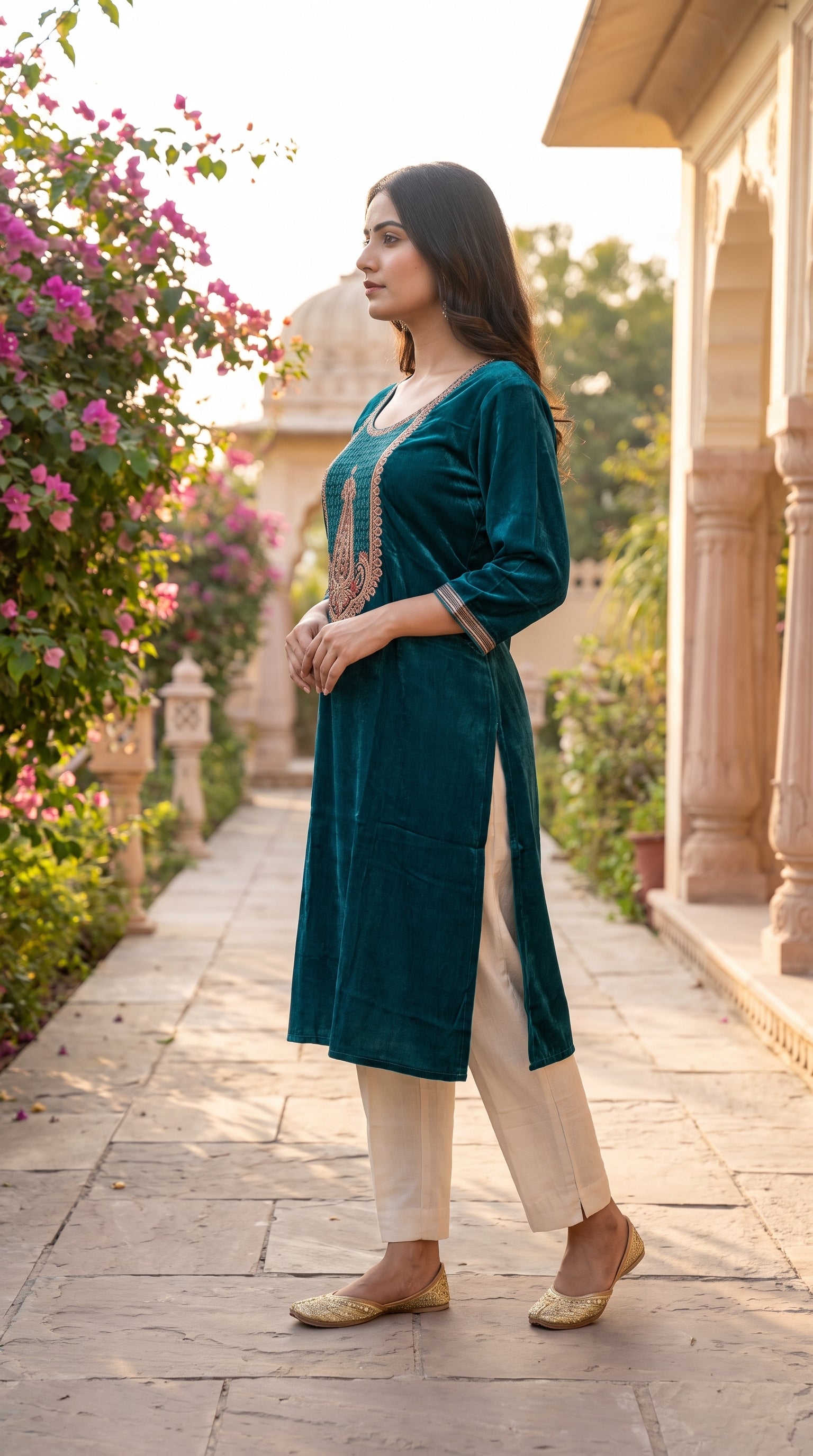Paneri Embroidery Purple Sillk Kurti