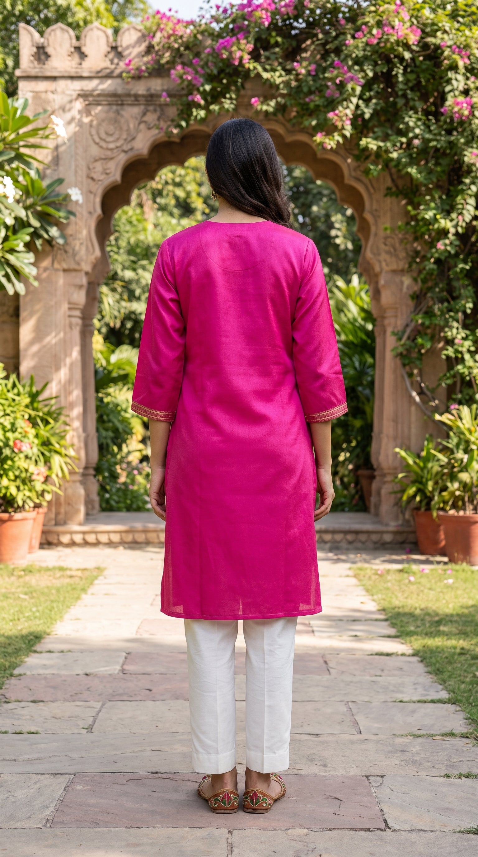 Paneri Embroidery Elegant Ethnic Wear Straight Sillk Kurti
