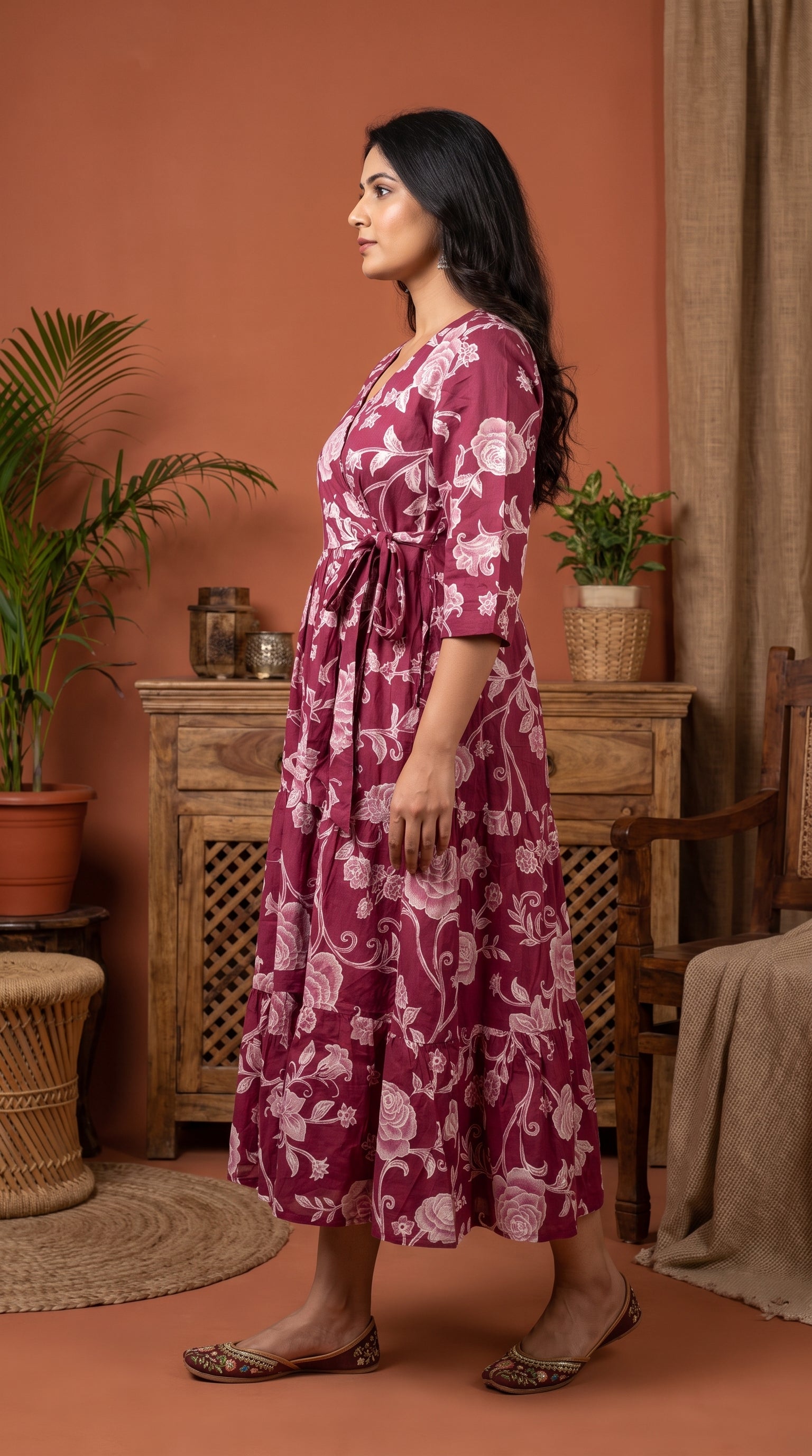 Paneri Embroidery Berry Rose Floral One-Pieces