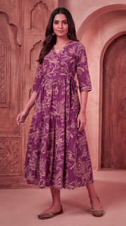 Paneri Embroidery Plum Paisley Wrap Tiered One-Pieces