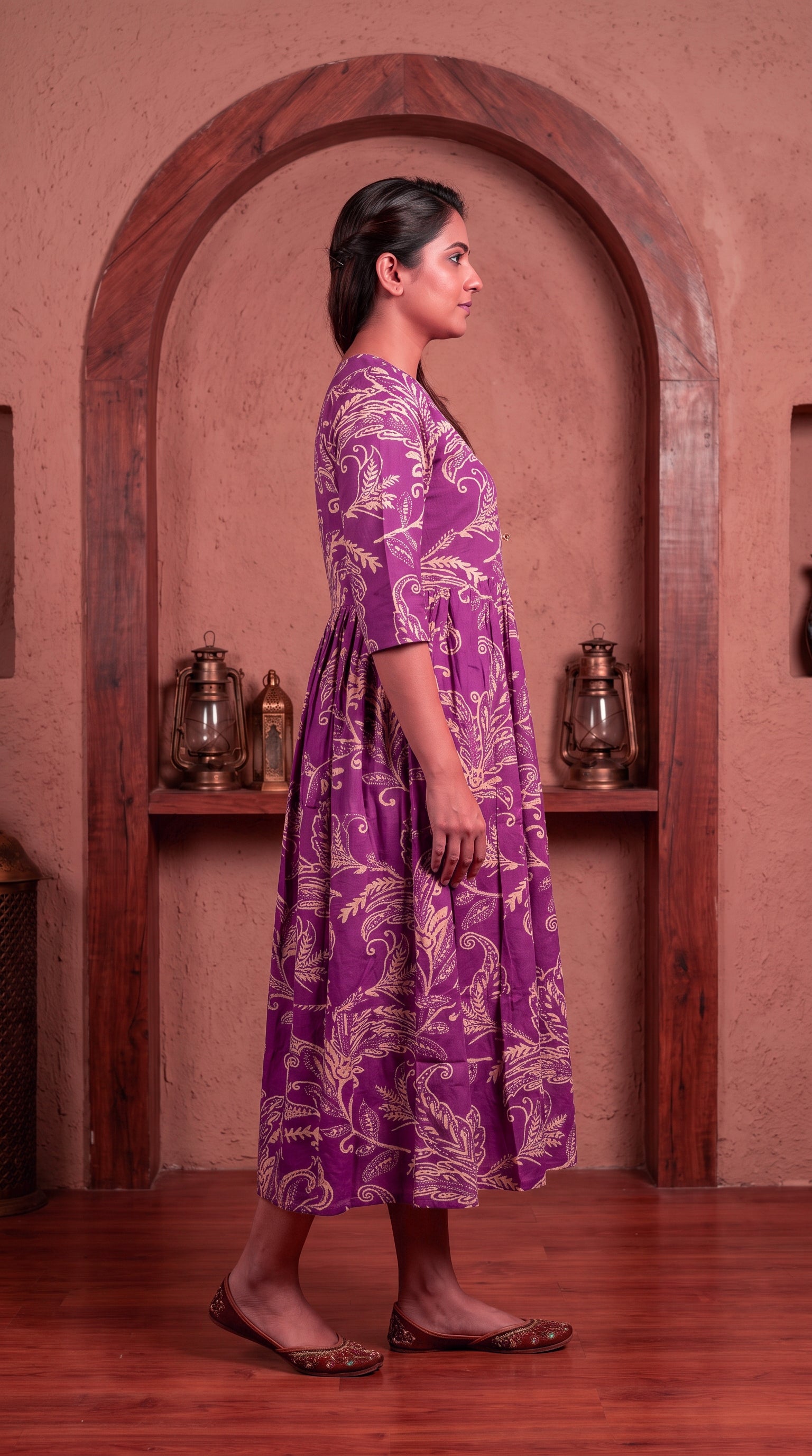 Paneri Embroidery Plum Paisley Wrap Tiered One-Pieces