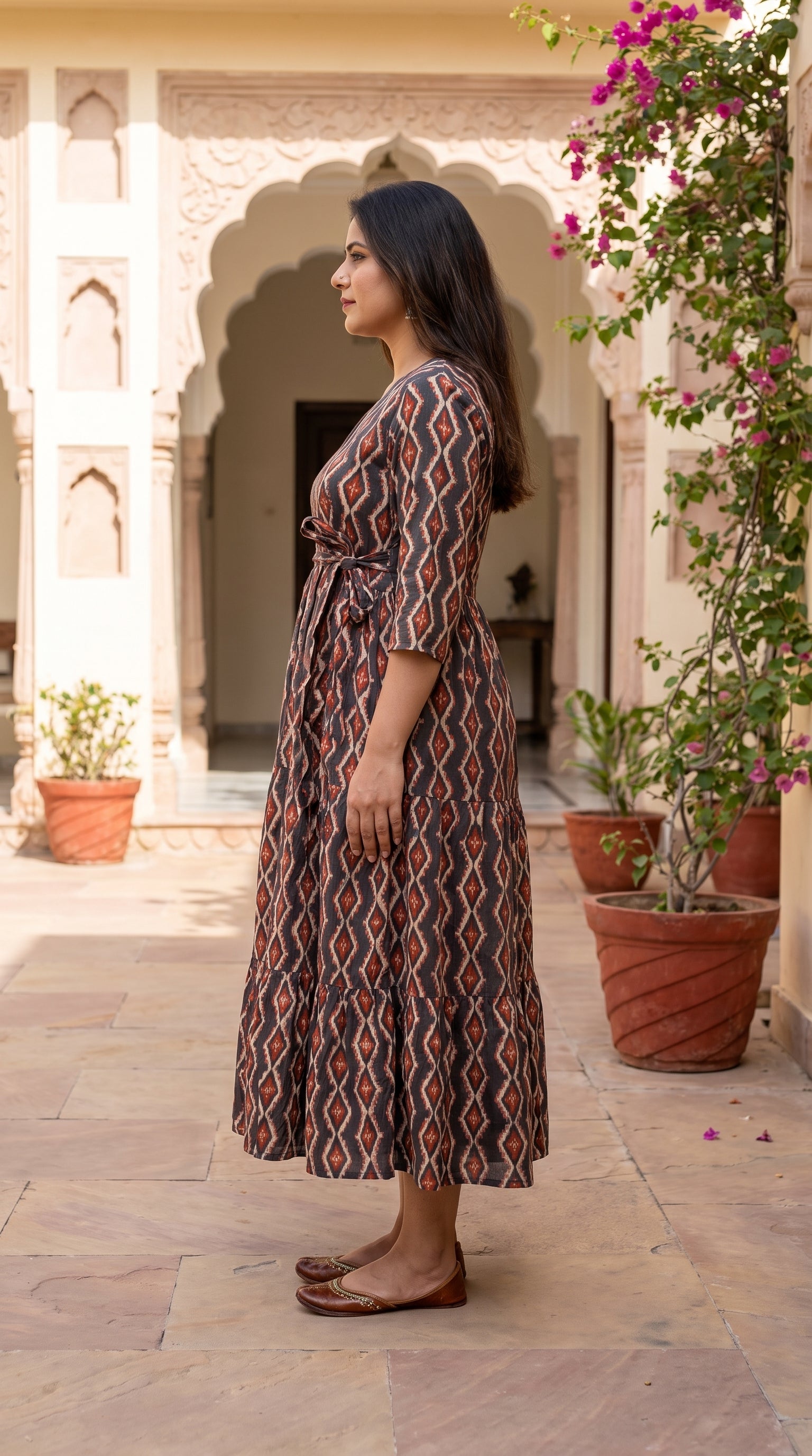 Paneri Embroidery Charcoal Rust Diamond Printed One-Pieces