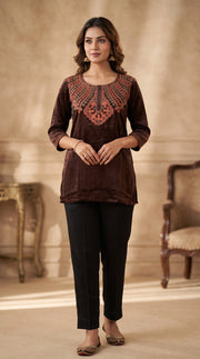 Paneri Embroidery Sillk Embroidered Short Kurti for Women