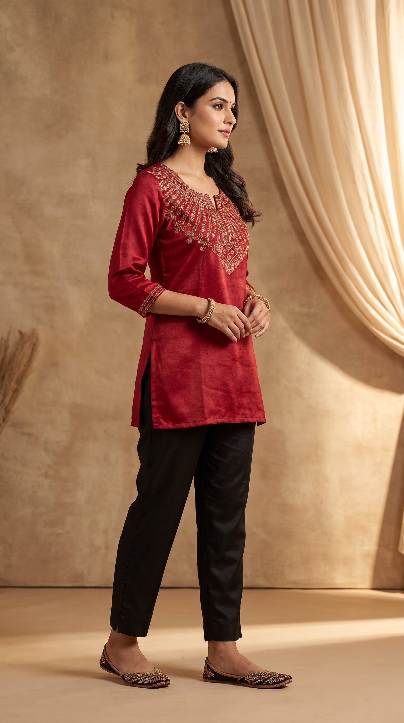Paneri Embroidery Embroidered Sillk Short Kurti
