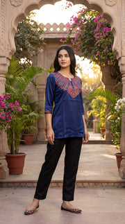 Paneri Embroidery Silk Embroidered Short Kurti for Women