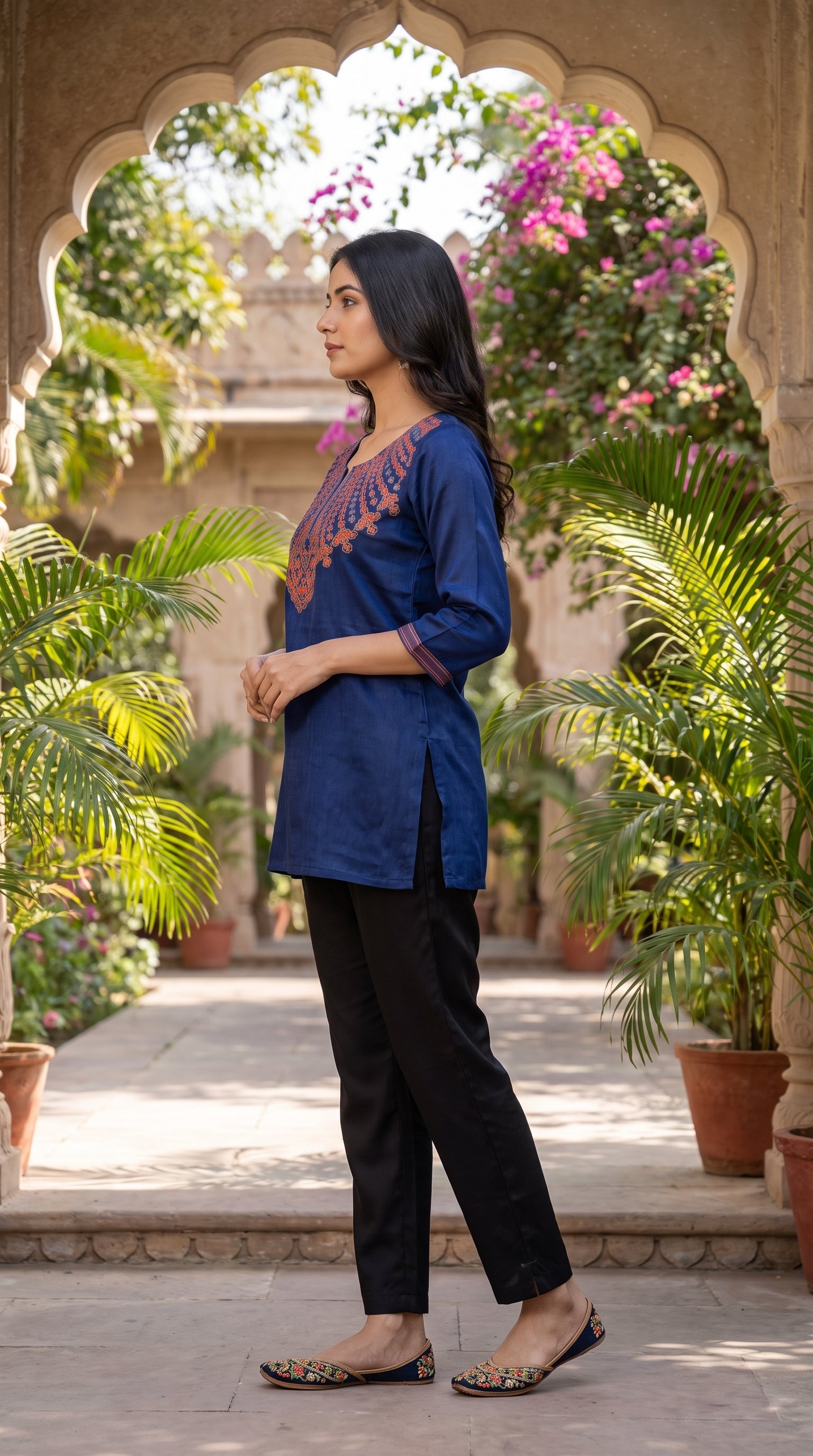 Paneri Embroidery Silk Embroidered Short Kurti for Women
