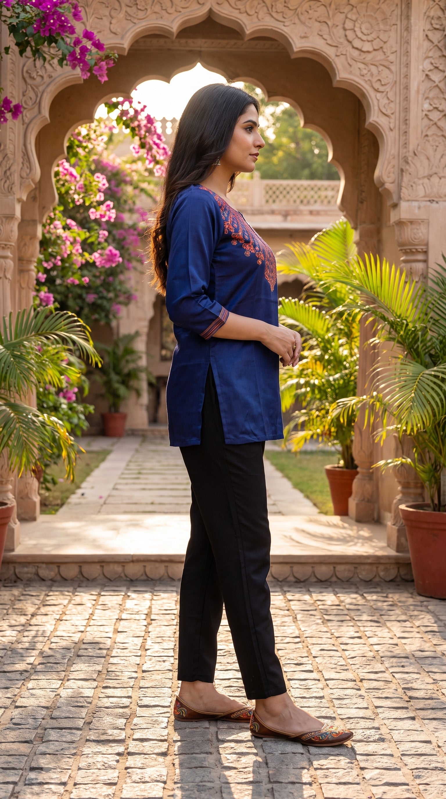 Paneri Embroidery Silk Embroidered Short Kurti for Women