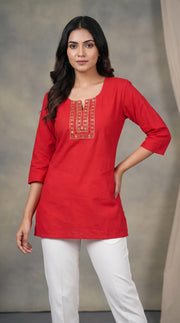 Paneri Embroidery Elegant Hand-Embroidered Short Kurti