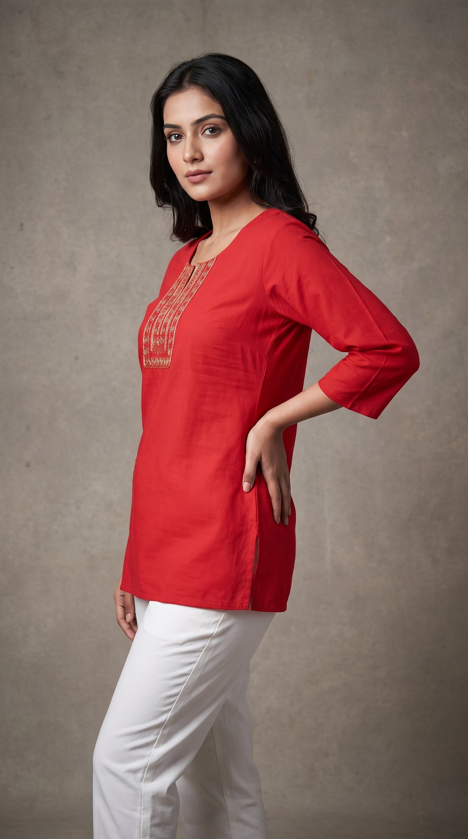 Paneri Embroidery Elegant Hand-Embroidered Short Kurti