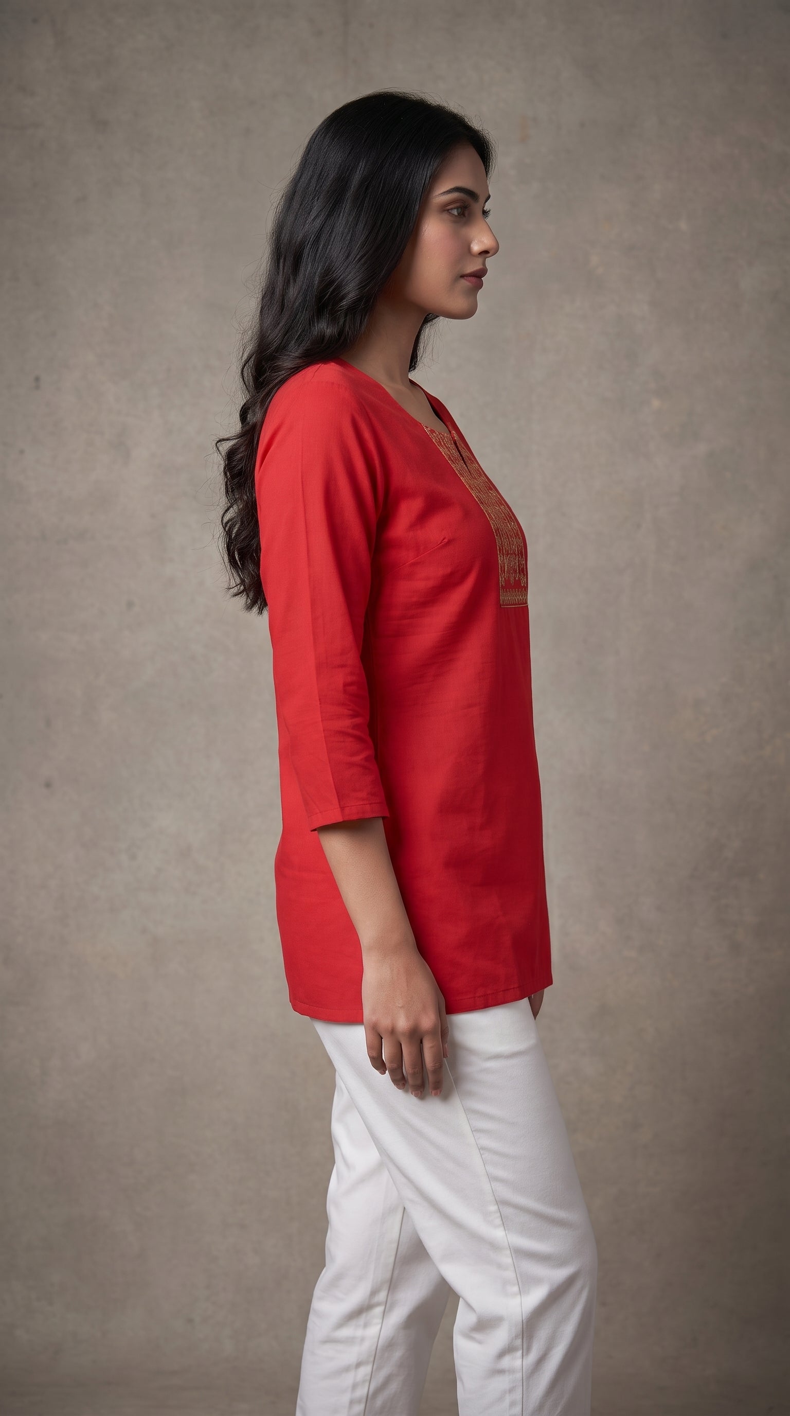 Paneri Embroidery Elegant Hand-Embroidered Short Kurti