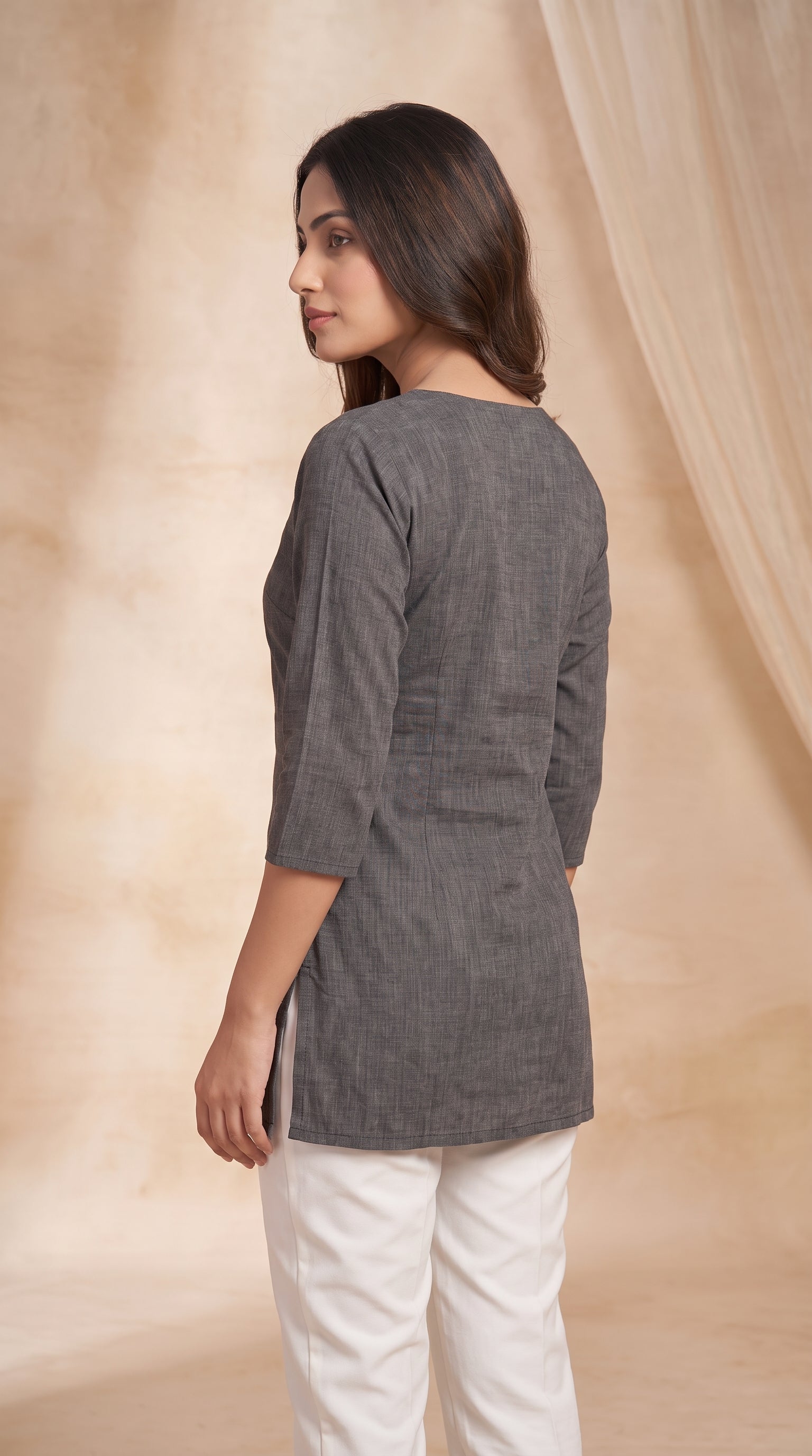 Paneri Embroidery Elegant Hand-Embroidered Short Kurti