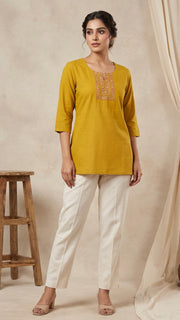 Paneri Embroidery Elegant Hand-Embroidered Short Kurti