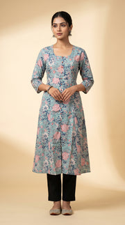 Paneri Embroidery Floral Printed Kurti