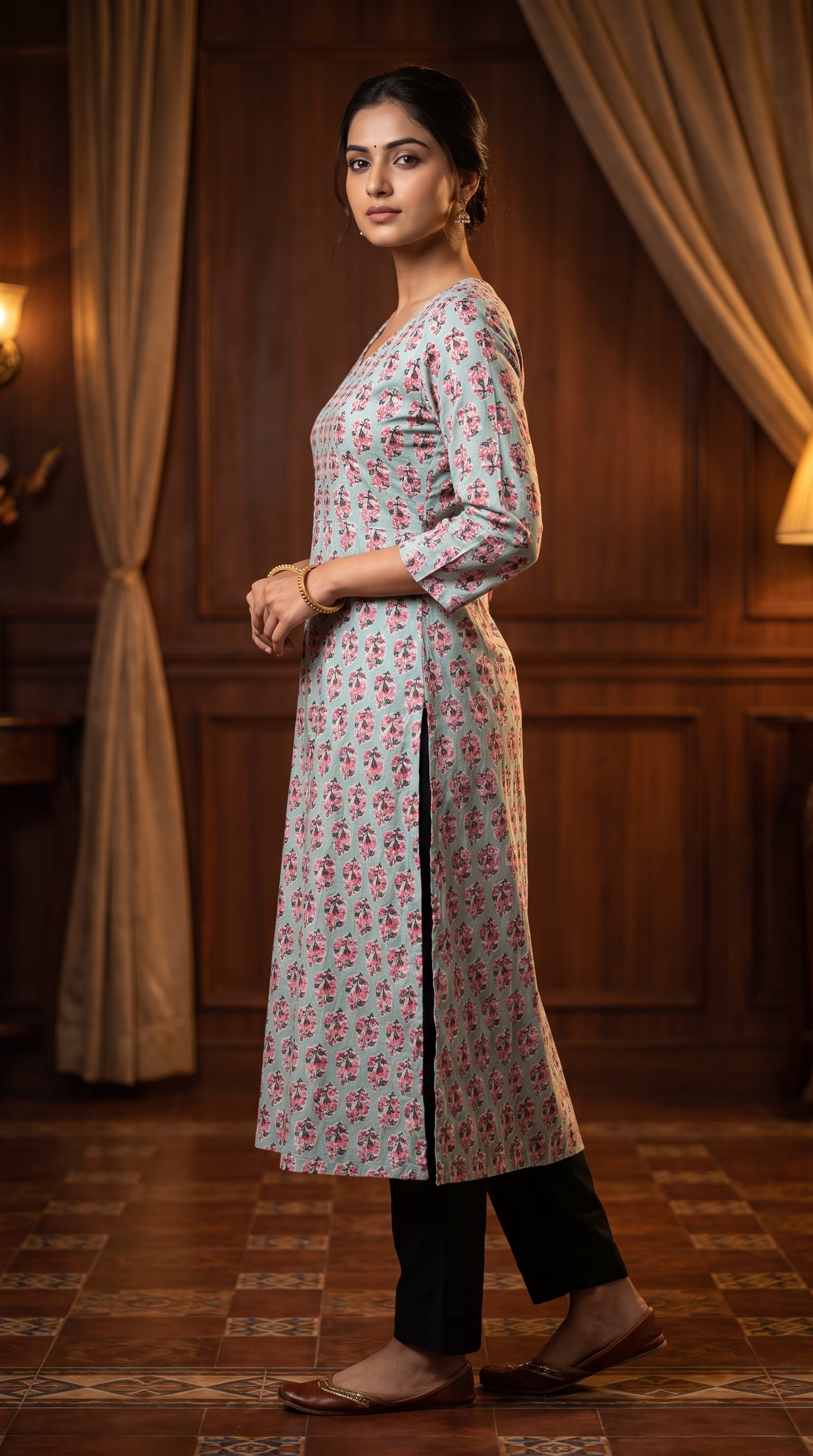 Paneri Embroidery Floral Printed Kurti