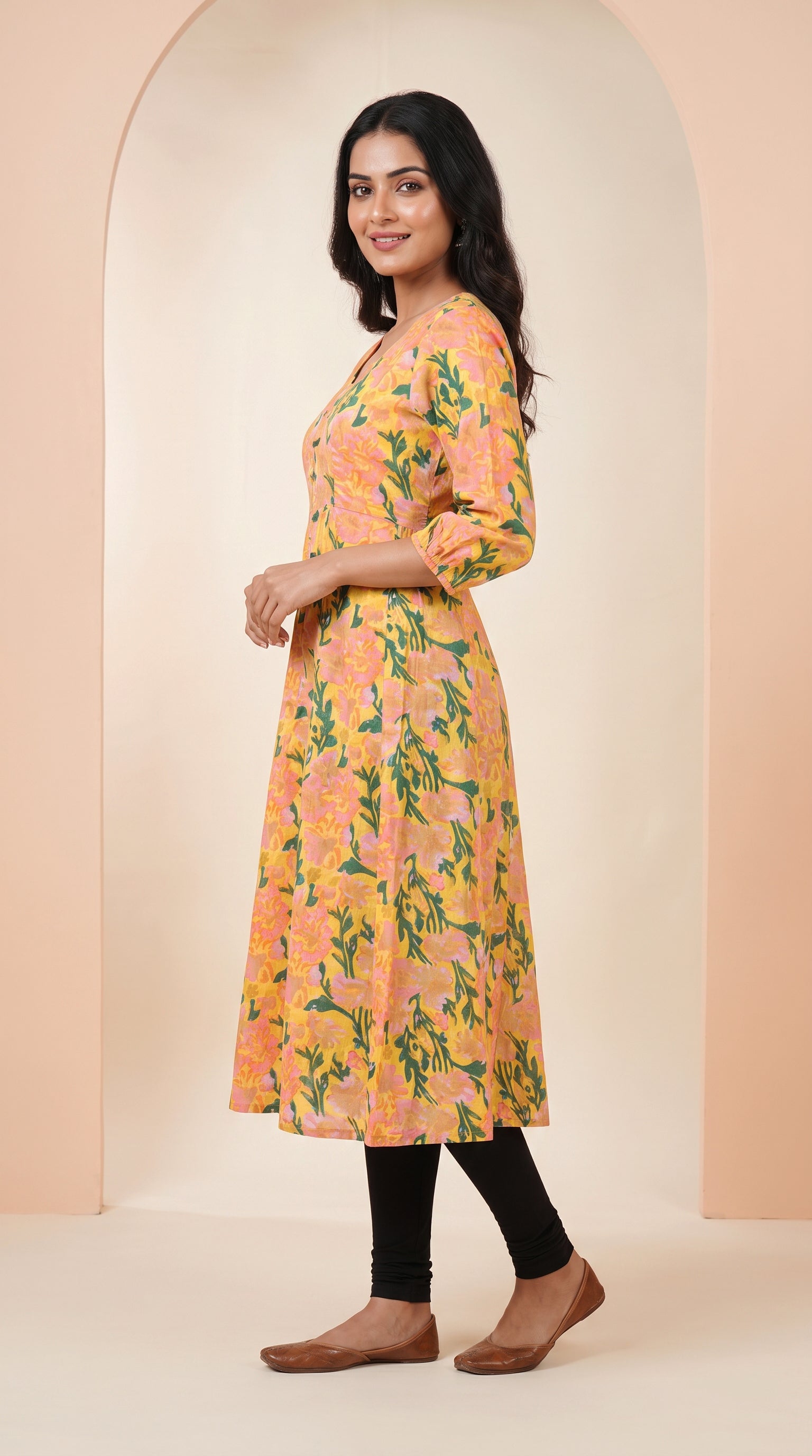 Paneri Embroidery Floral Printed Kurti