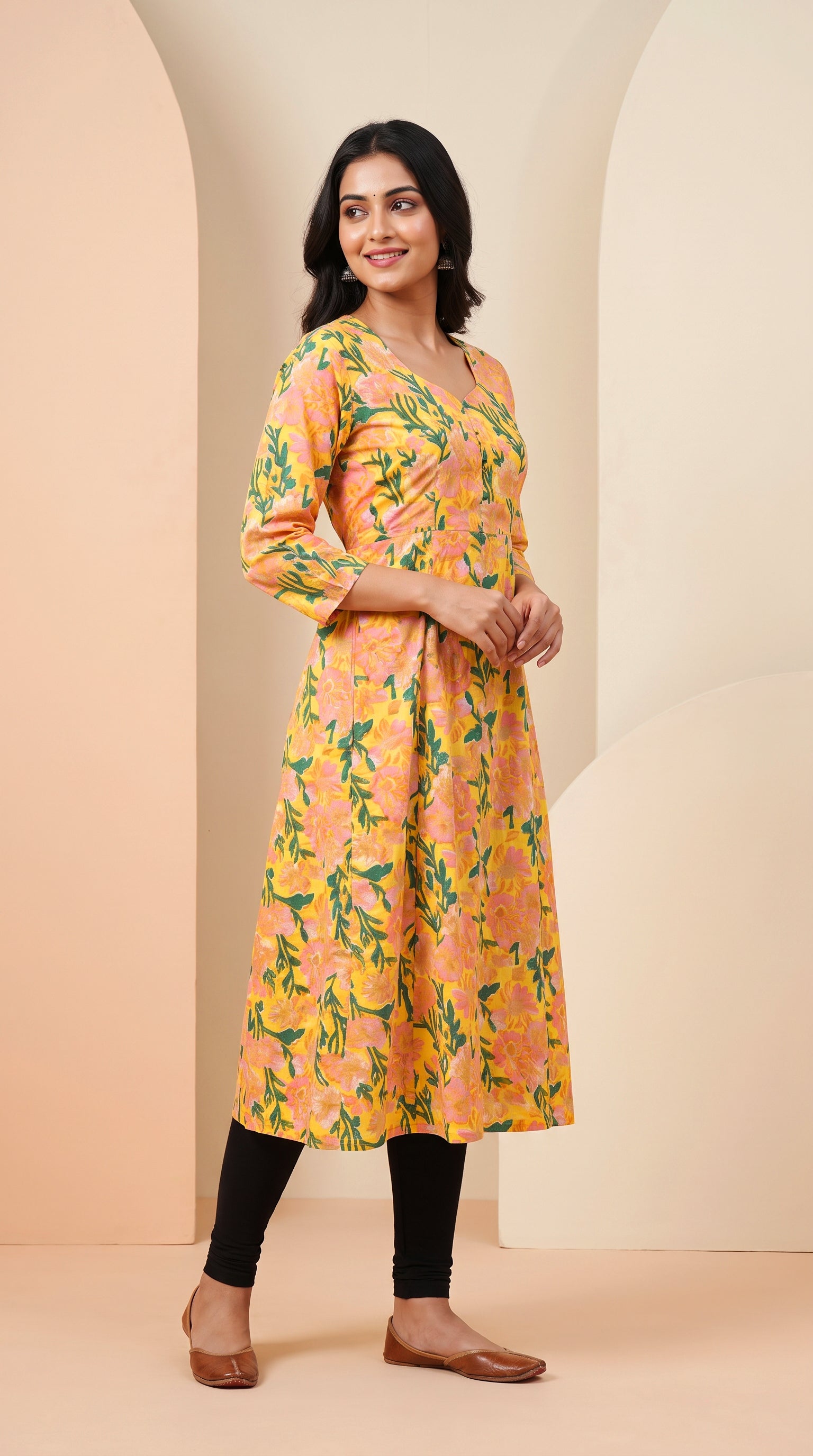 Paneri Embroidery Floral Printed Kurti
