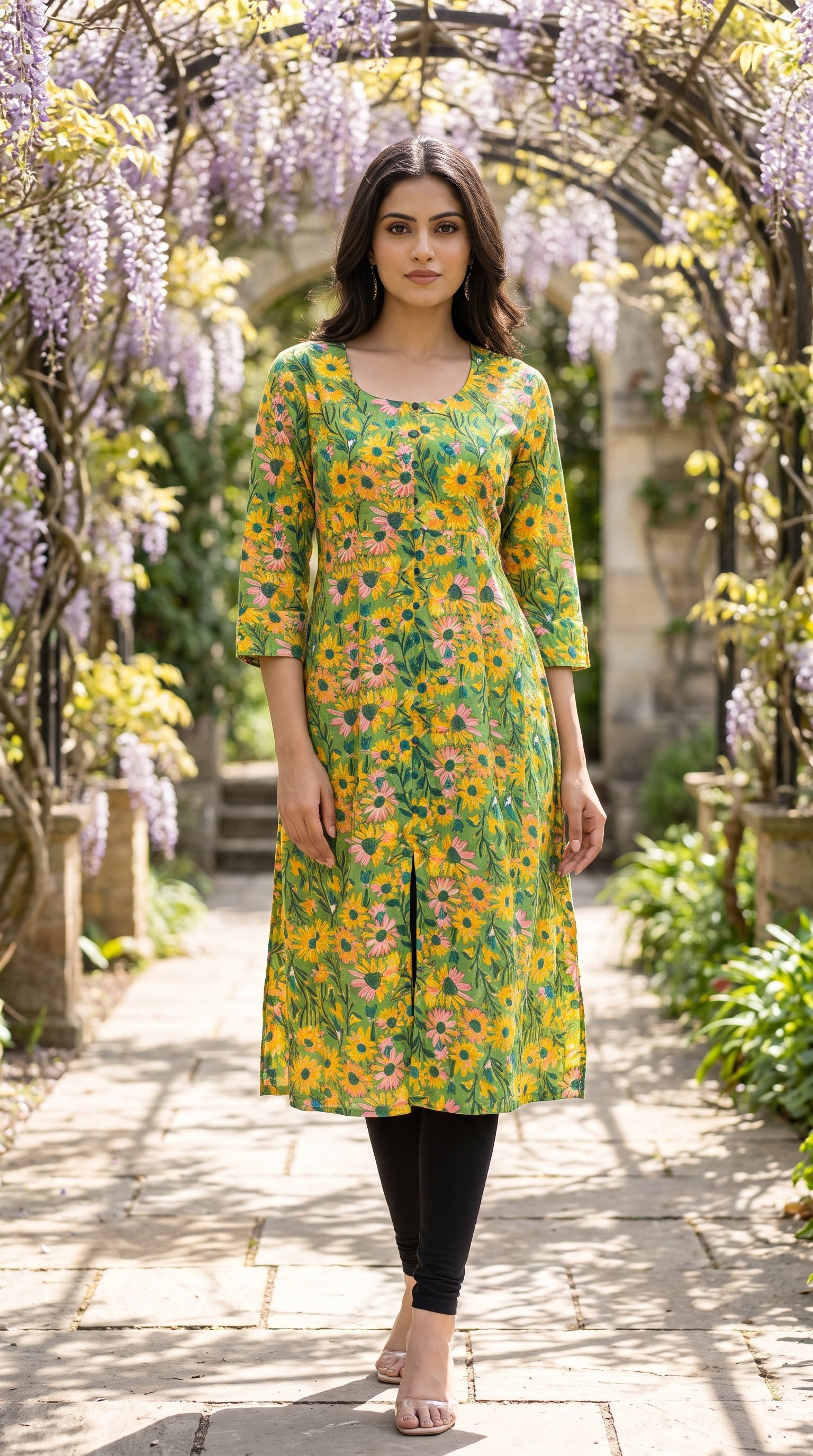 Paneri Embroidery Floral Printed Kurti