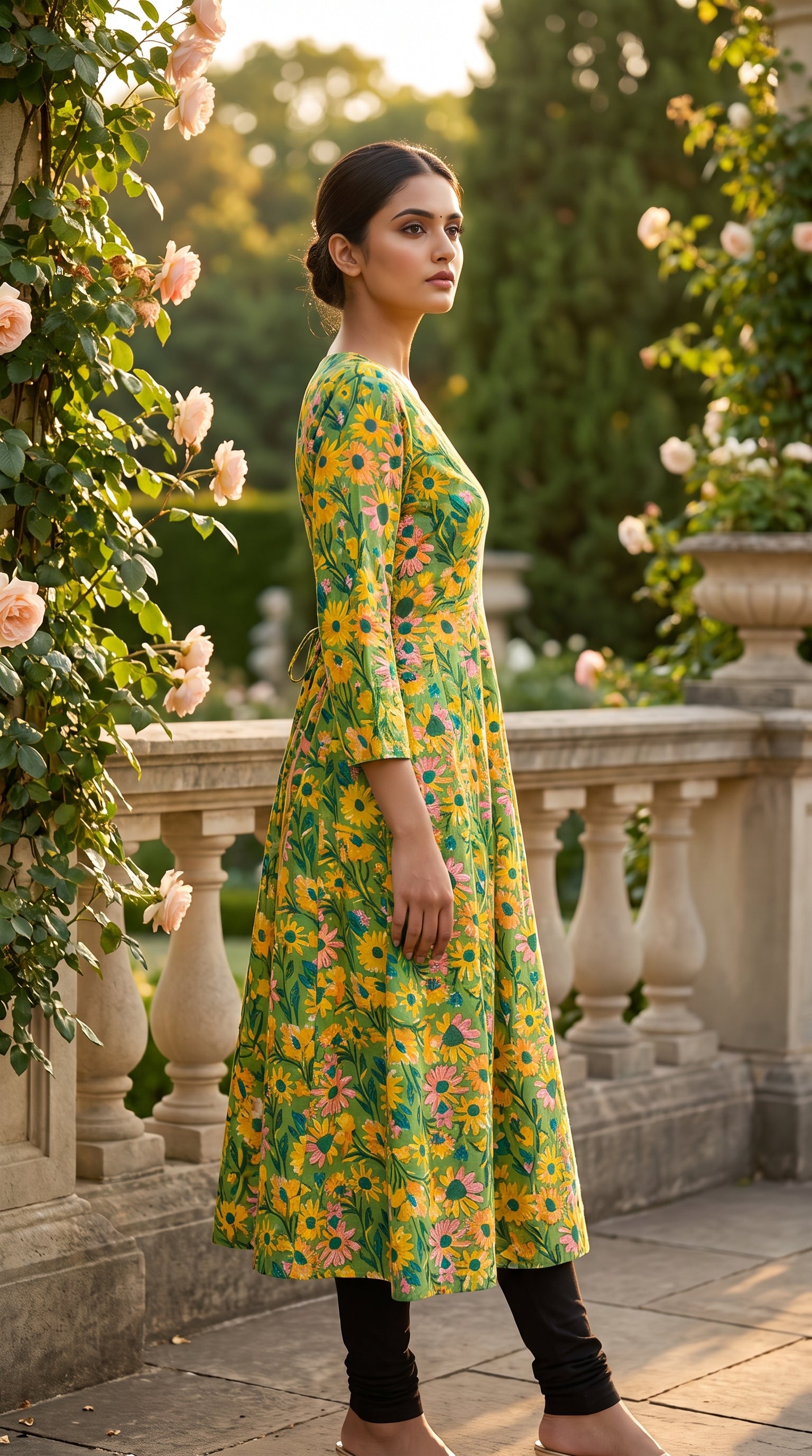Paneri Embroidery Floral Printed Kurti