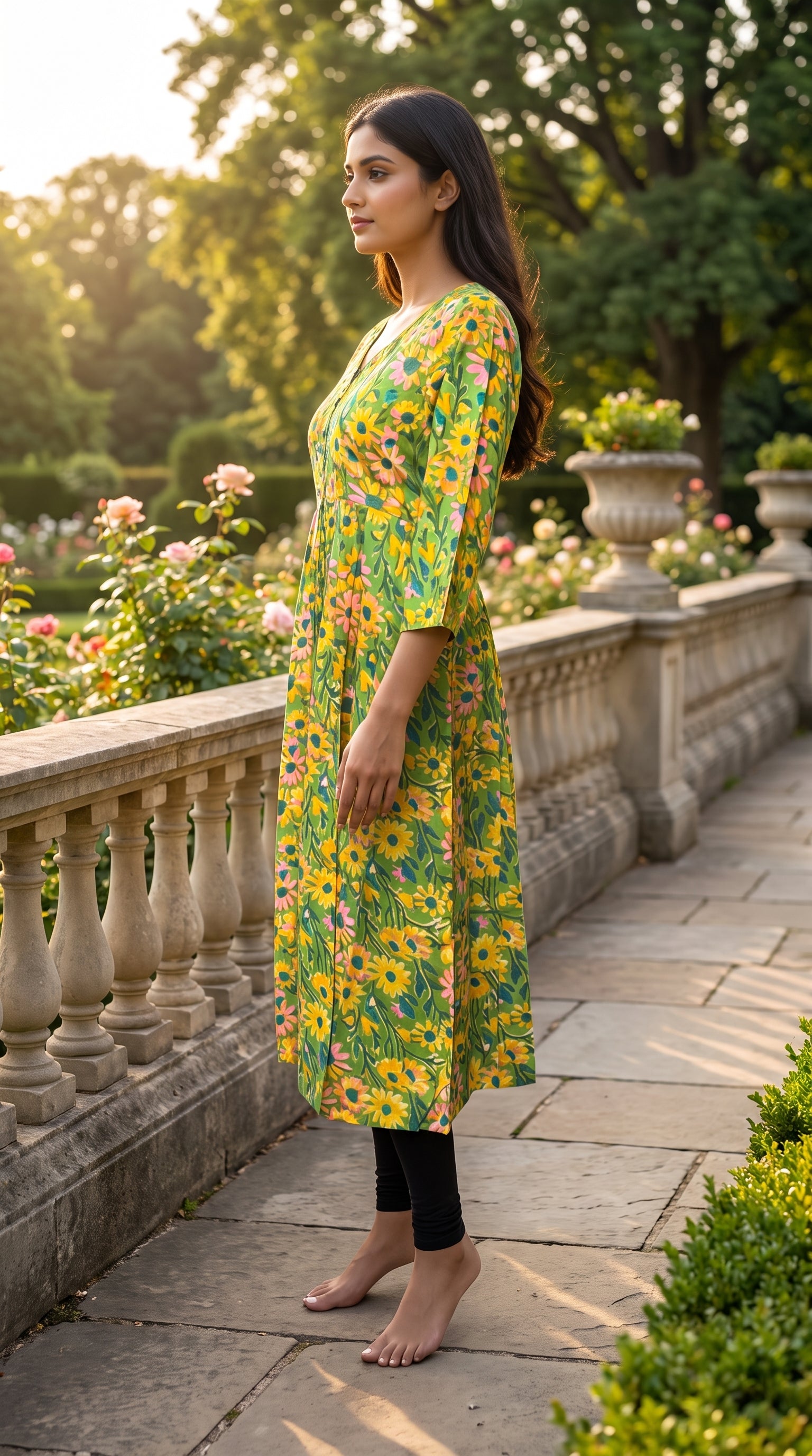Paneri Embroidery Floral Printed Kurti