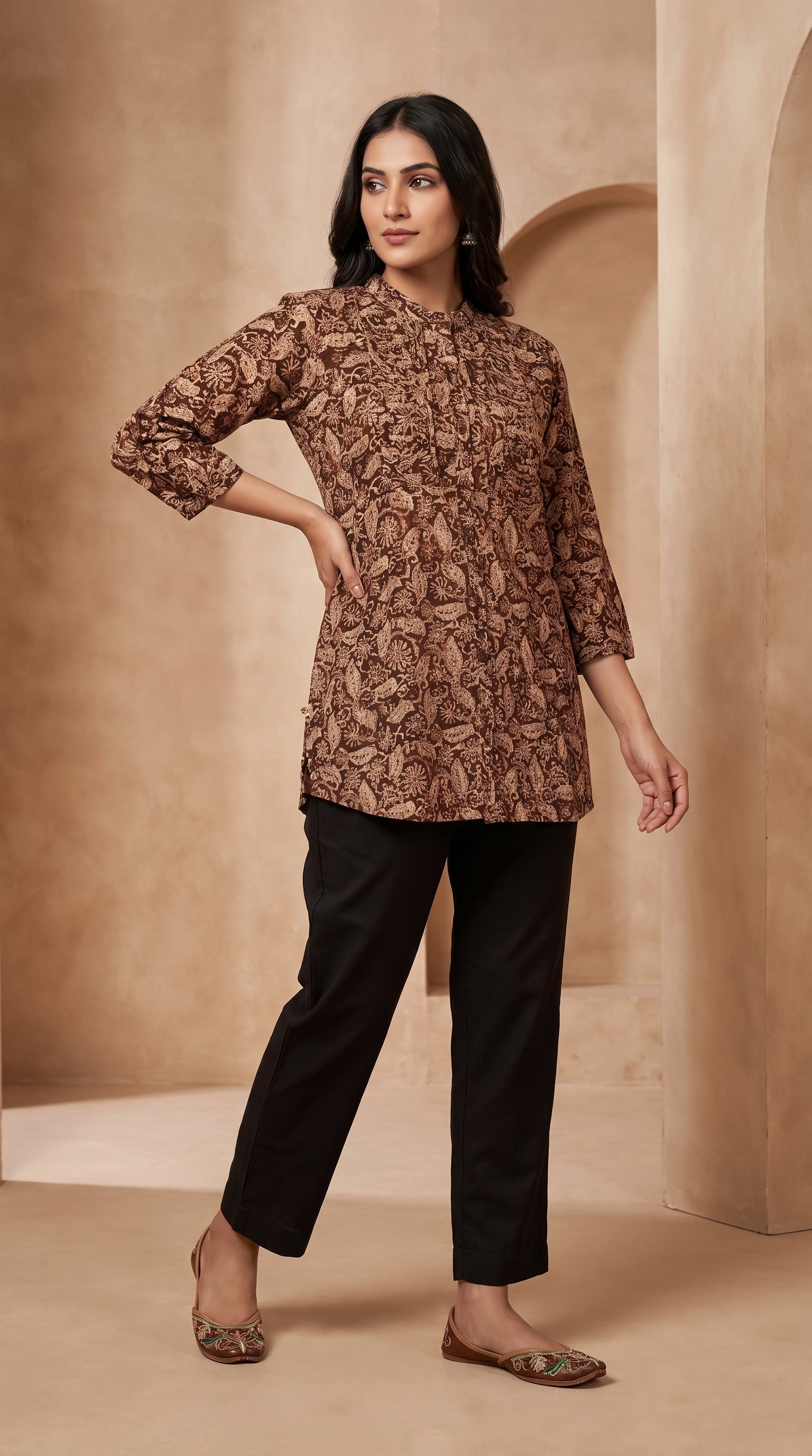 PANERI EMBROIDERY Kalamkari Print Short Kurti for Women