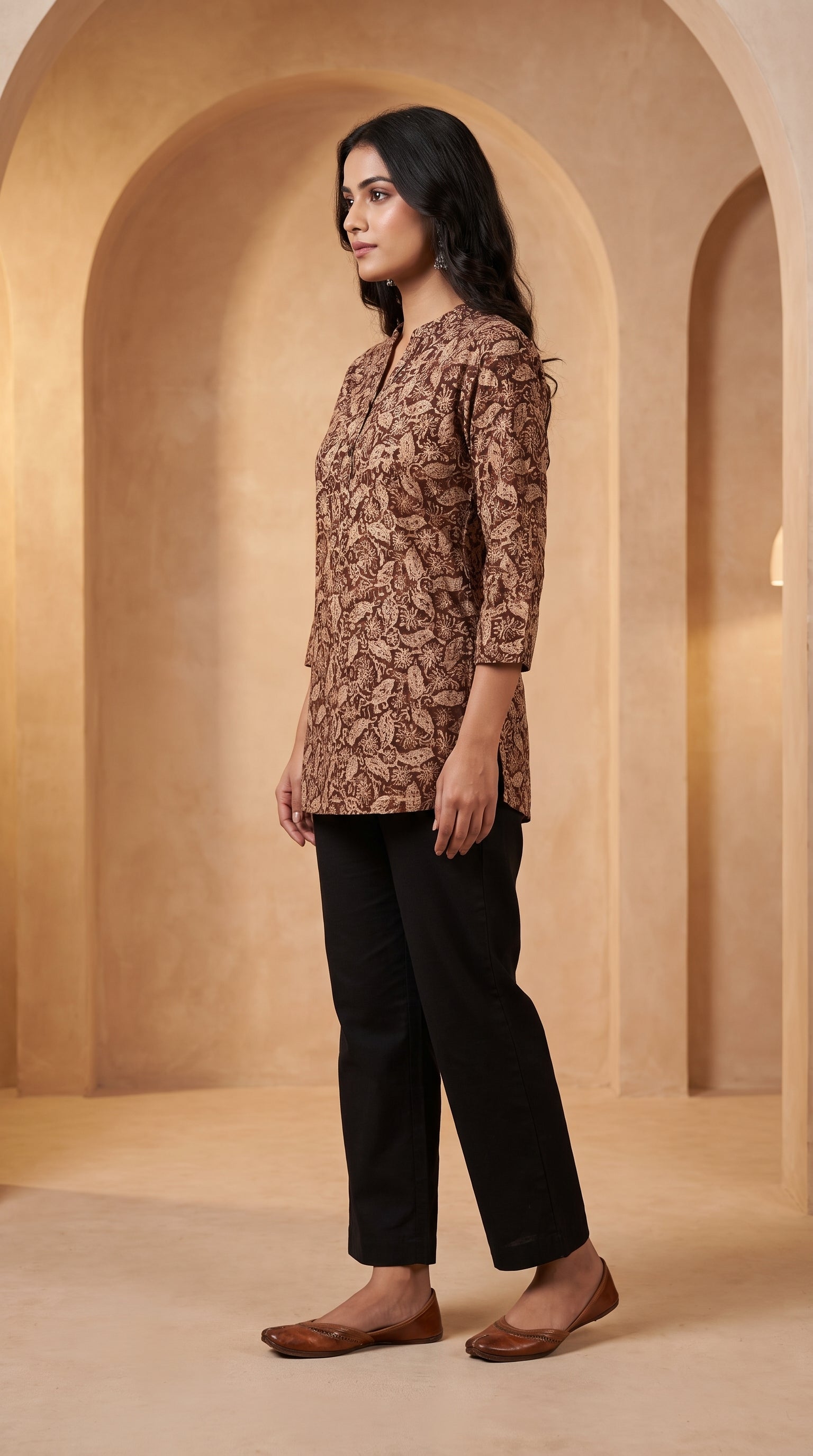 PANERI EMBROIDERY Kalamkari Print Short Kurti for Women