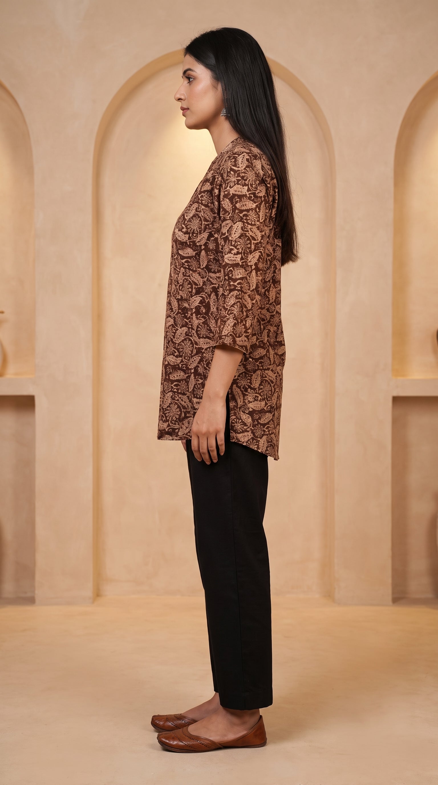 PANERI EMBROIDERY Kalamkari Print Short Kurti for Women