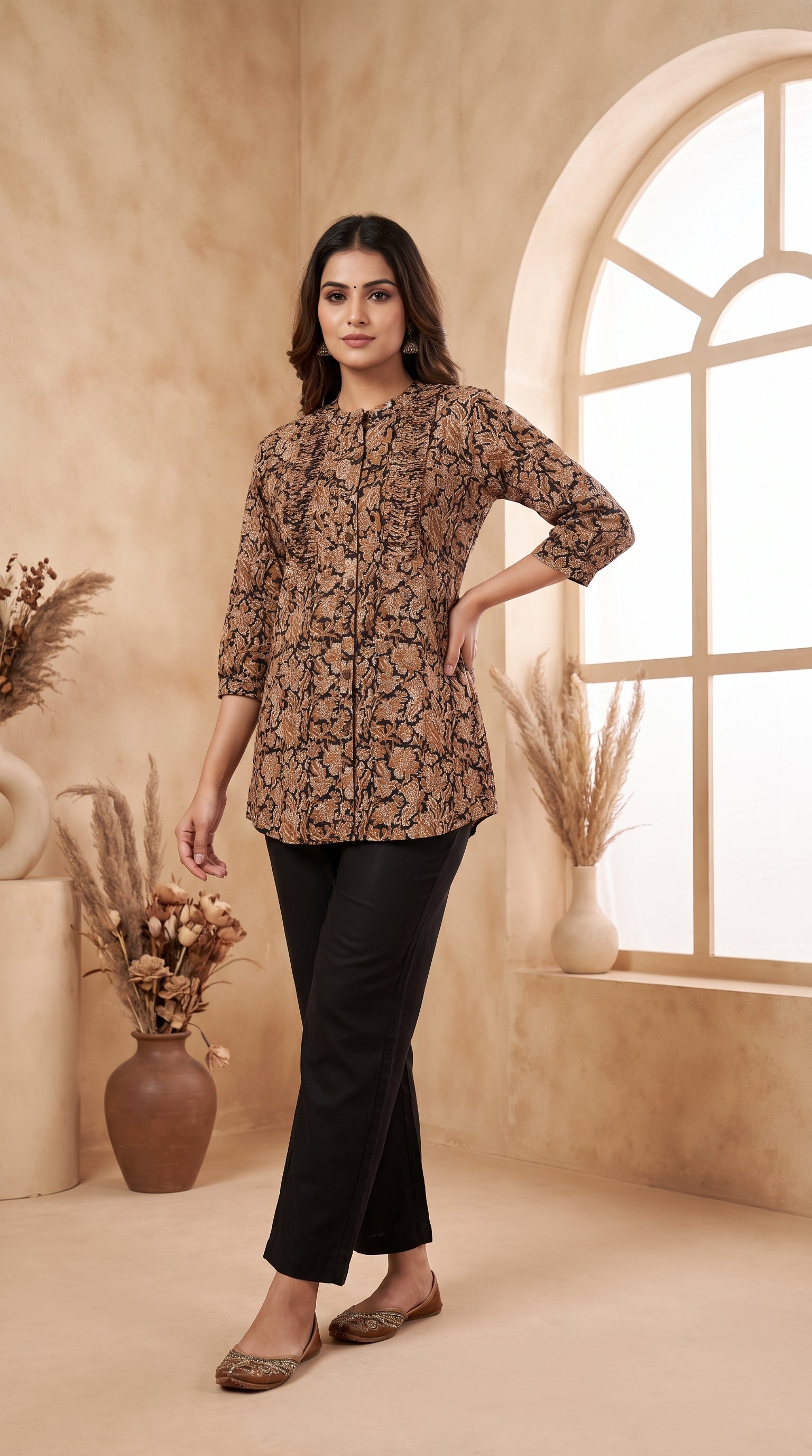 PANERI EMBROIDERY Kalamkari Print Short Kurti for Women