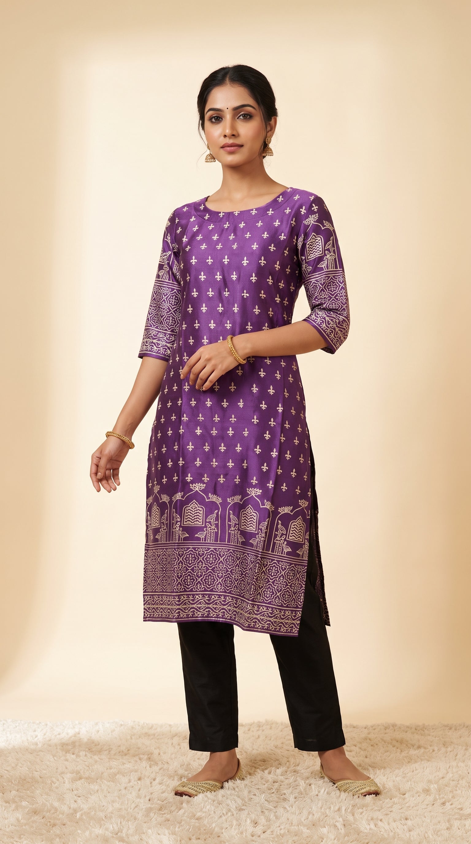 Paneri Embroidery Sillk Ethnic Printed Straight Kurti