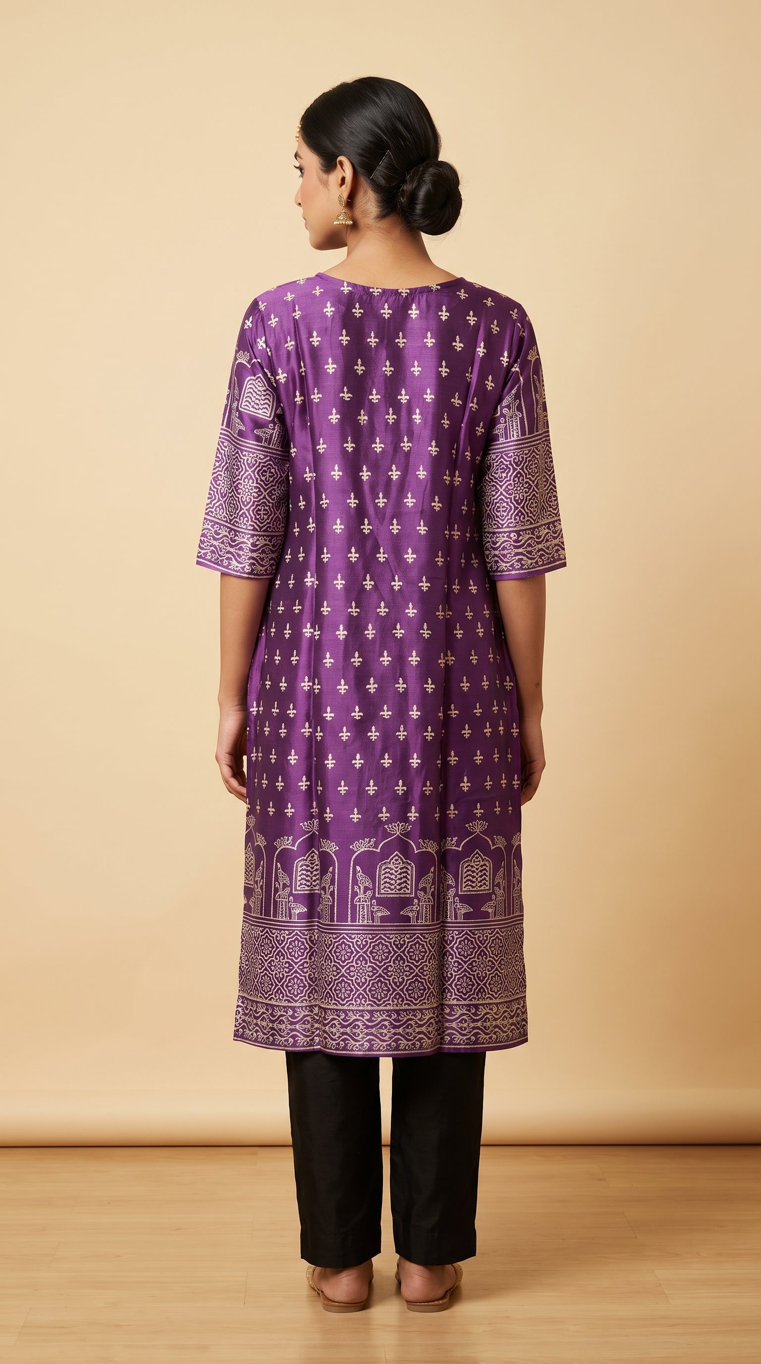 Paneri Embroidery Sillk Ethnic Printed Straight Kurti