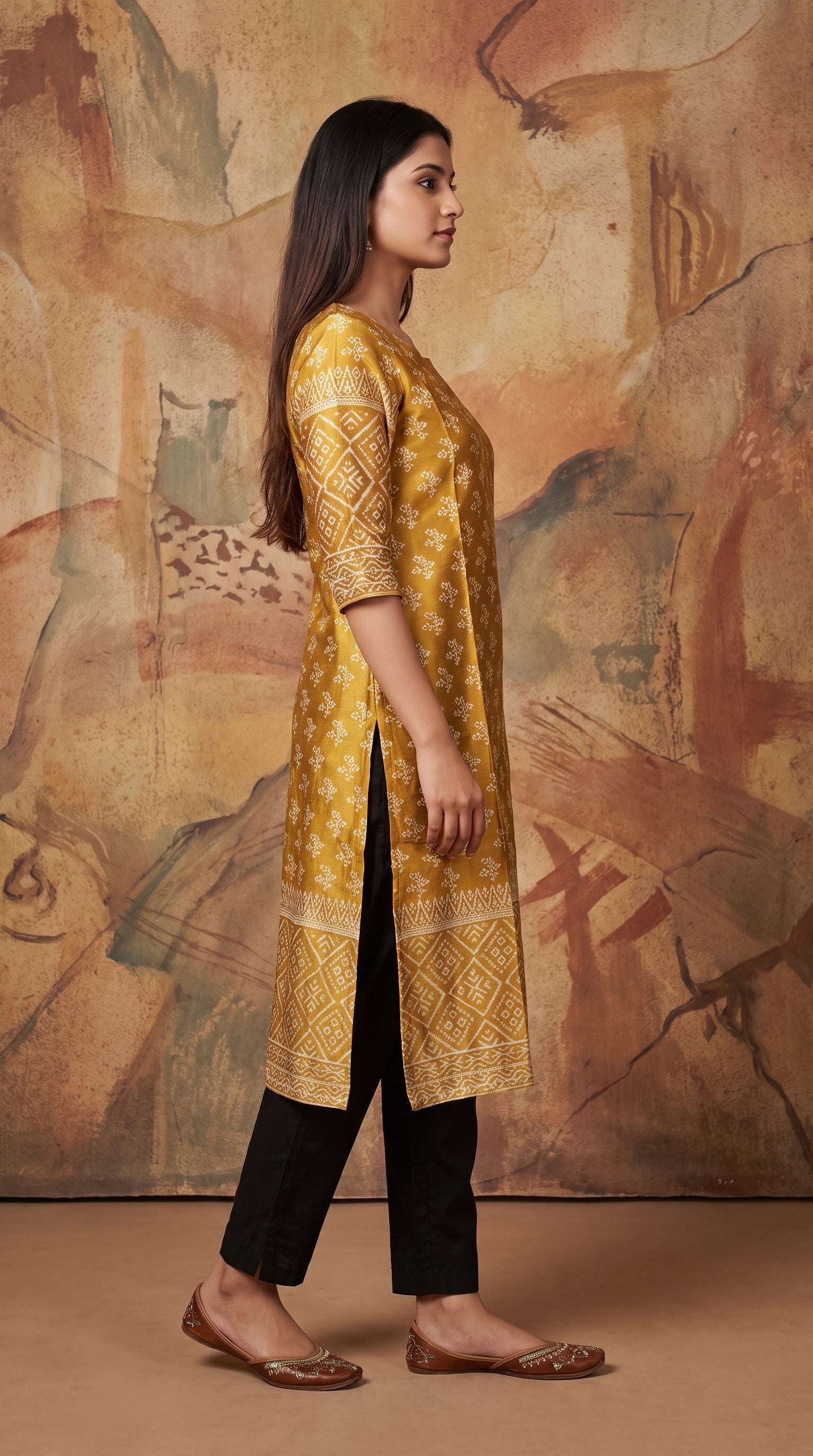 Paneri Embroidery Sillk Ethnic Printed Straight Kurti