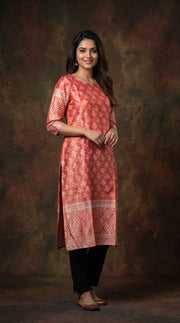 Paneri Embroidery Sillk Ethnic Printed Straight Kurti