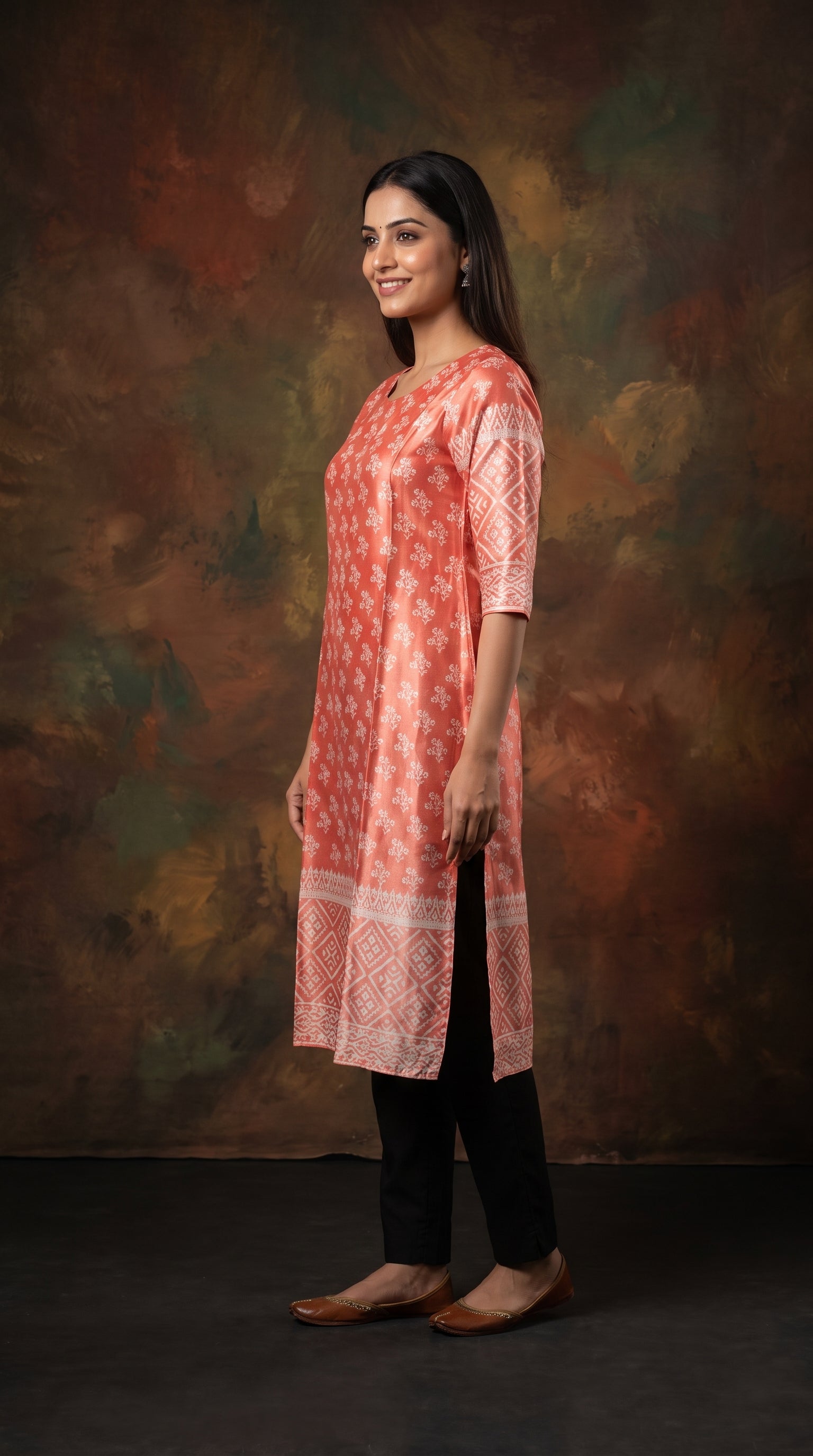 Paneri Embroidery Sillk Ethnic Printed Straight Kurti