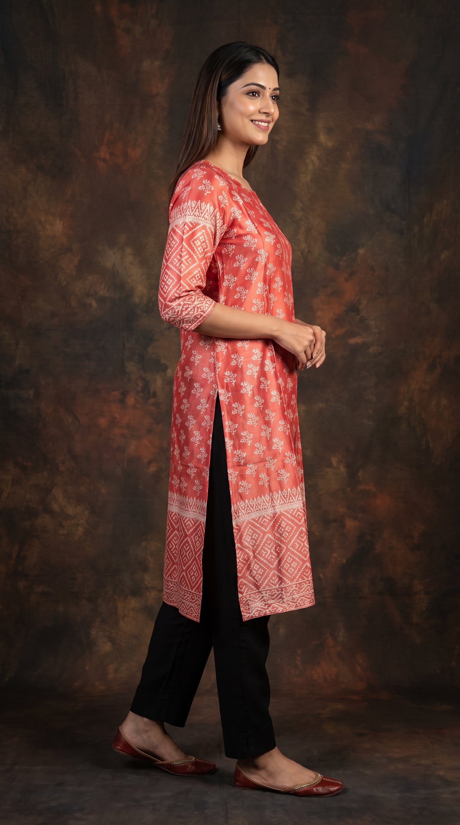 Paneri Embroidery Sillk Ethnic Printed Straight Kurti