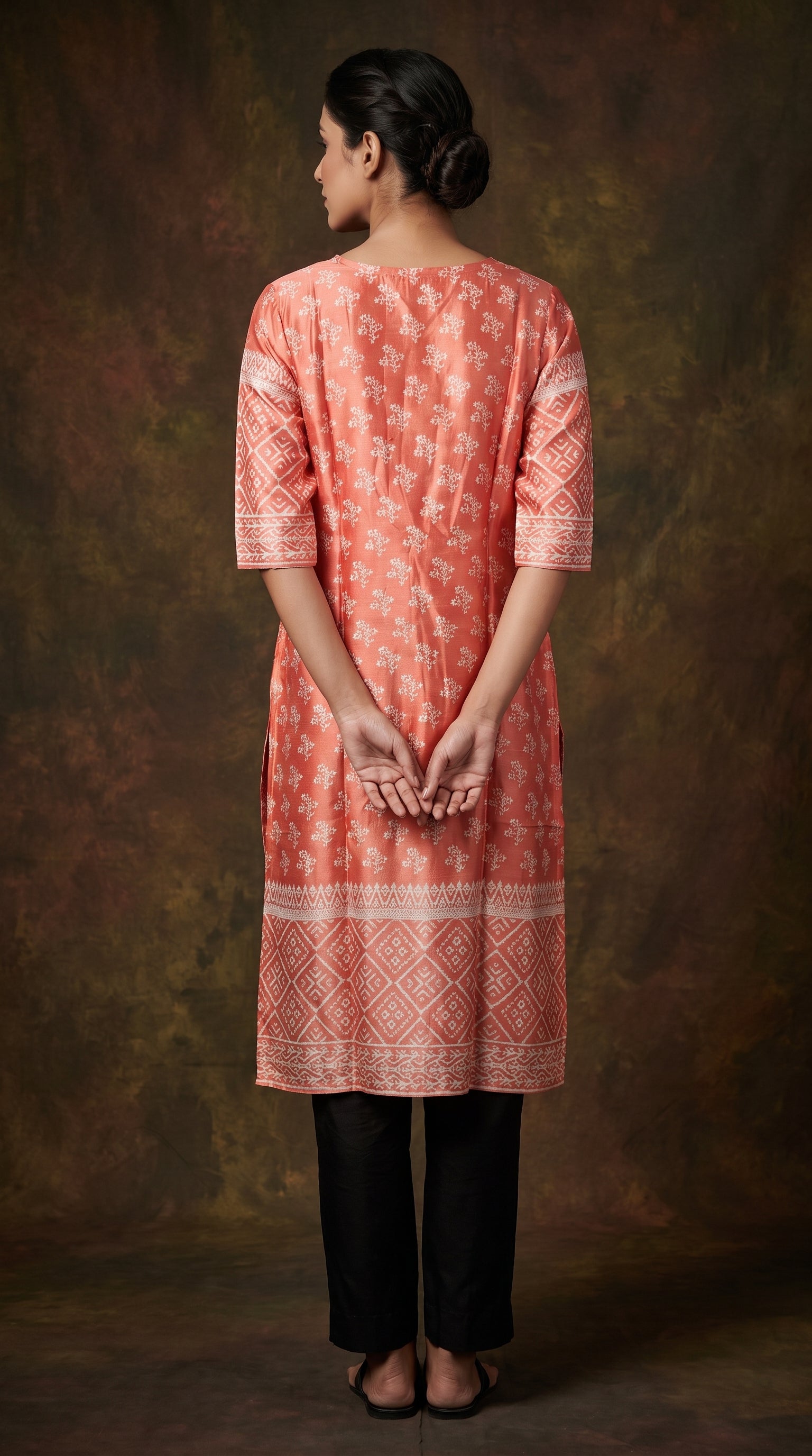 Paneri Embroidery Sillk Ethnic Printed Straight Kurti
