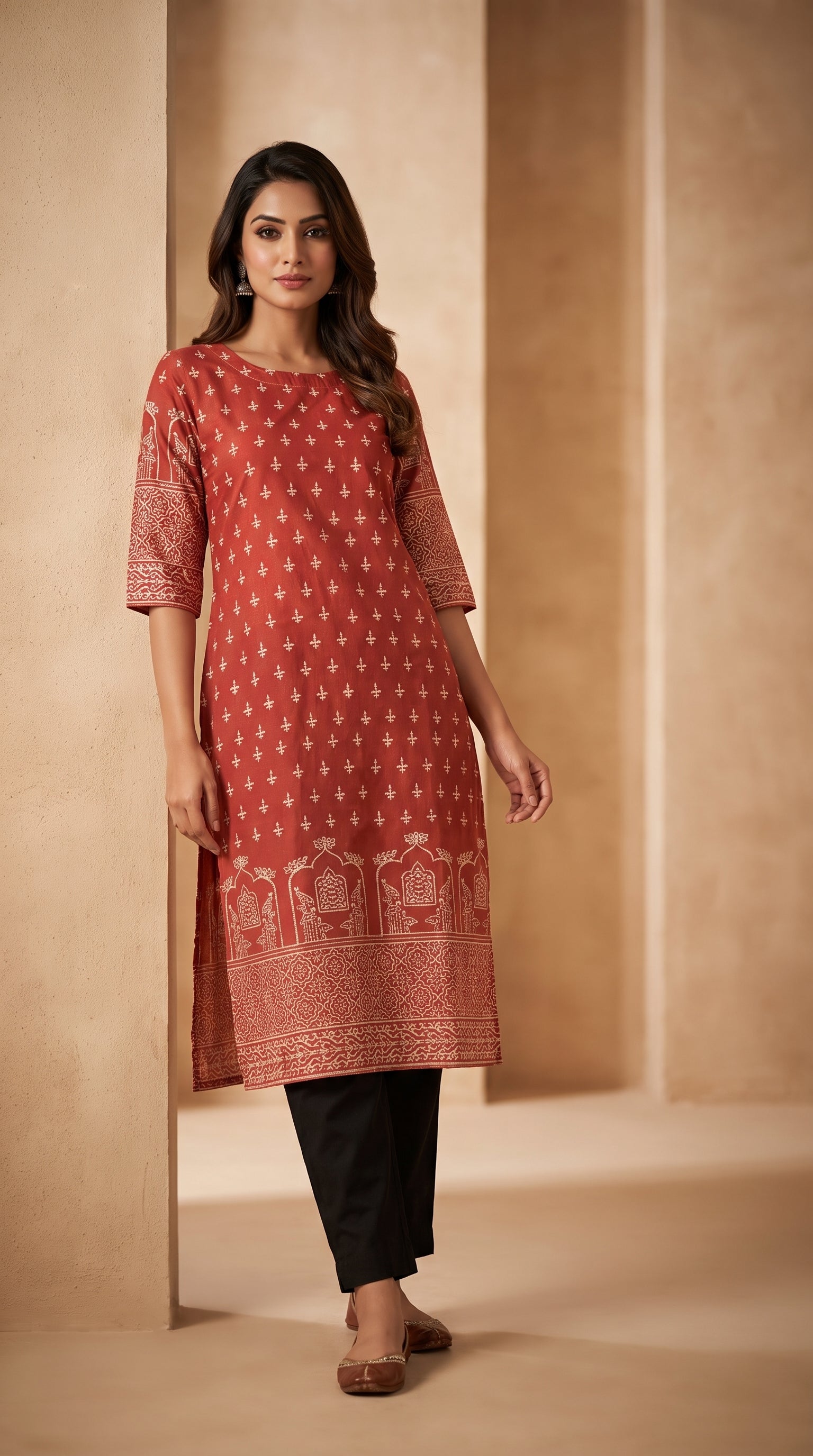 Paneri Embroidery Sillk Ethnic Printed Straight Kurti