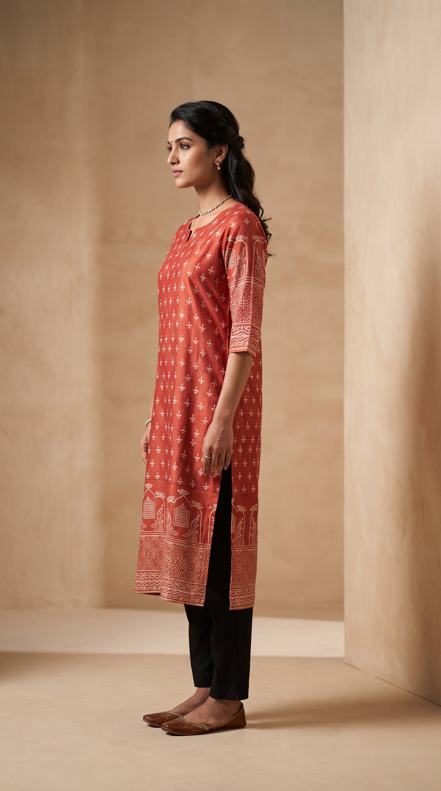 Paneri Embroidery Sillk Ethnic Printed Straight Kurti