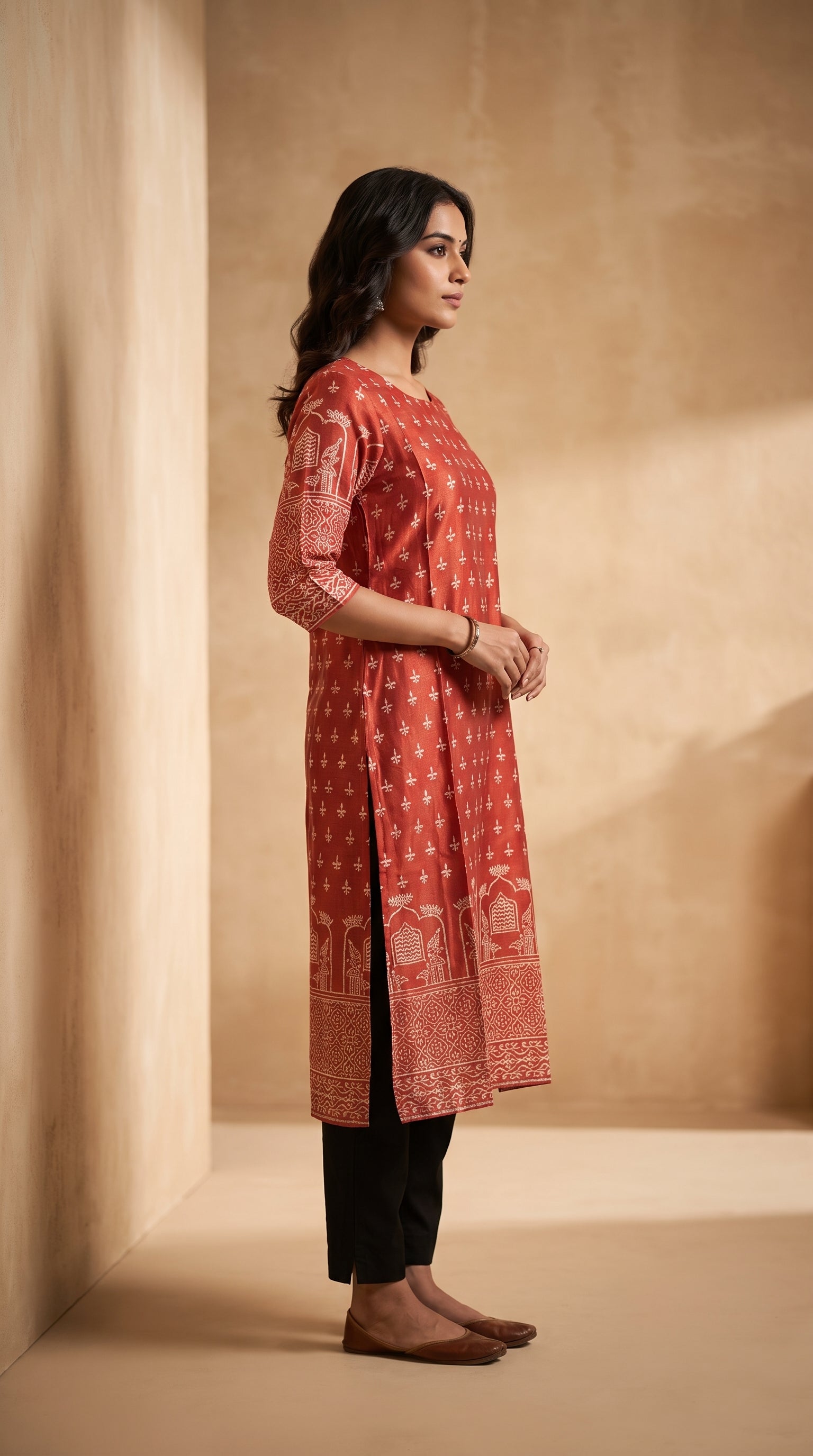 Paneri Embroidery Sillk Ethnic Printed Straight Kurti