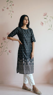 Paneri Embroidery Sillk Ethnic Printed Straight Kurti
